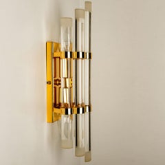 Paar Wandleuchter aus Murano-Glas und vergoldetem Messing im Venini-Stil, 1960er Jahre