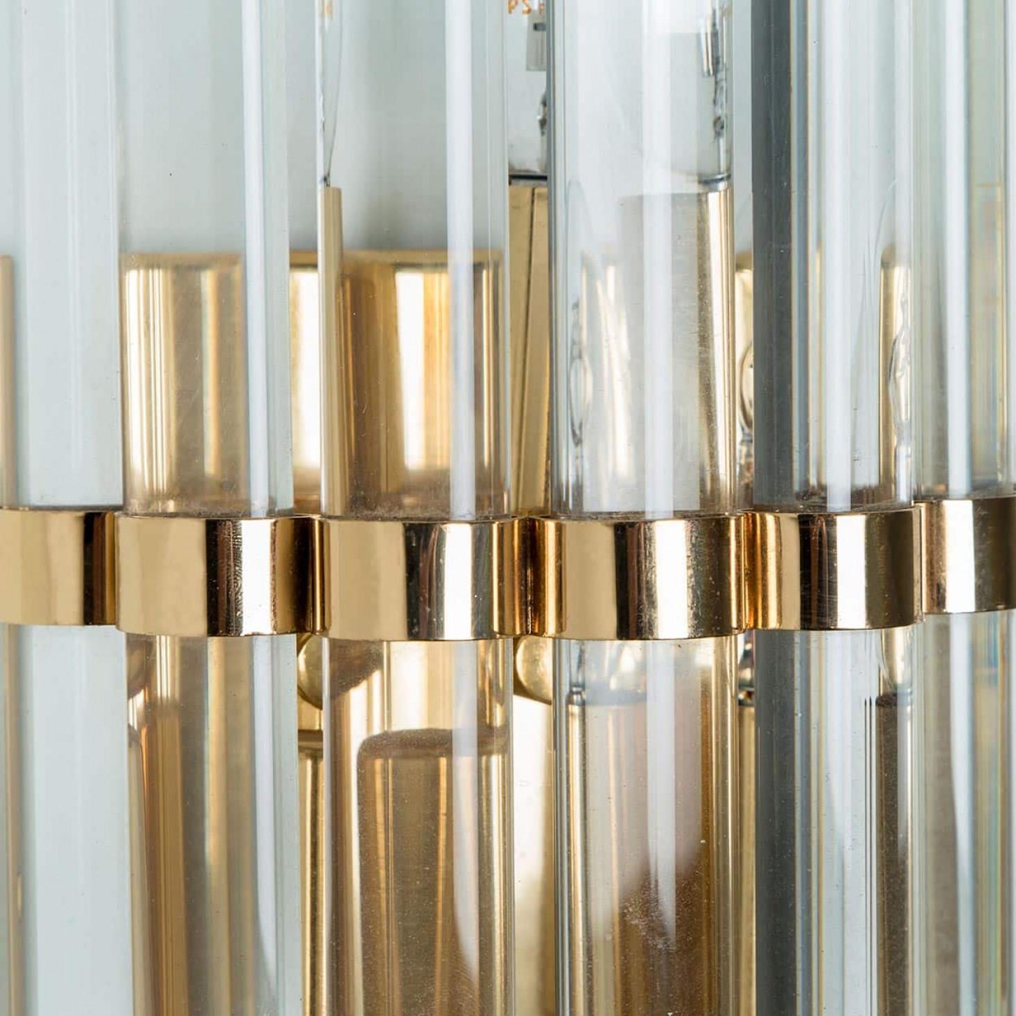 Metà XX secolo Coppia di sconsigliere in vetro di Murano e ottone dorato in stile Venini, anni '60 in vendita