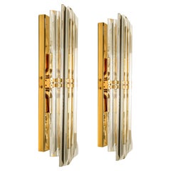 Pair of Venini Style Murano Glass and Gilt Brass Sconces, custom listing Italy