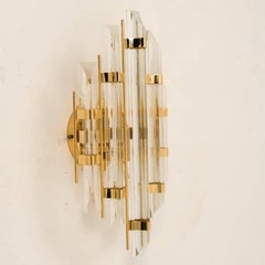 Pair of Venini Style Murano Glass and Gold-Plated Sconces, Italy