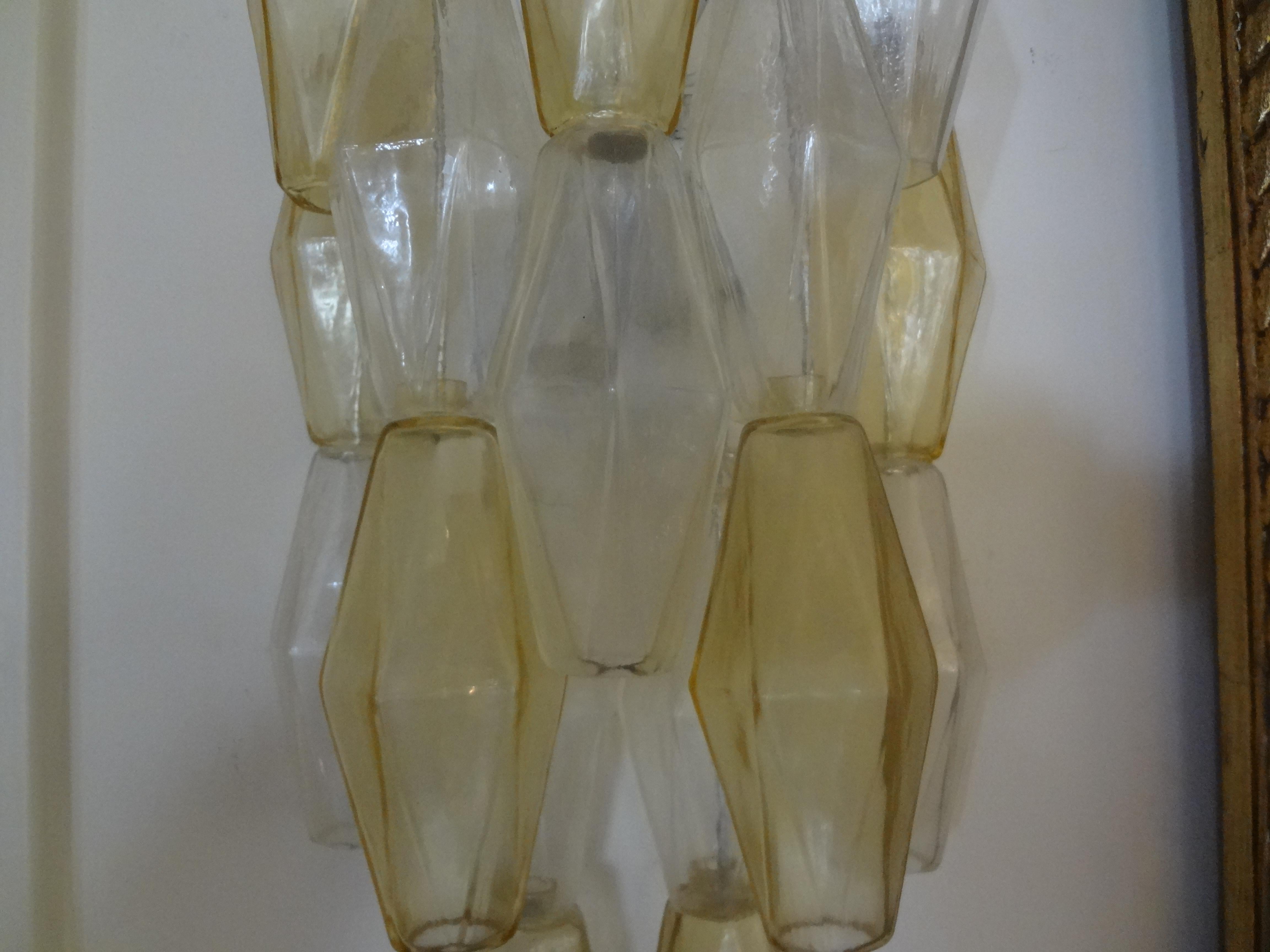 Pair of Venini Style Murano Glass Polyhedral Sconces In Good Condition In Houston, TX