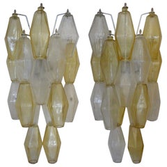 Pair of Venini Style Murano Glass Polyhedral Sconces