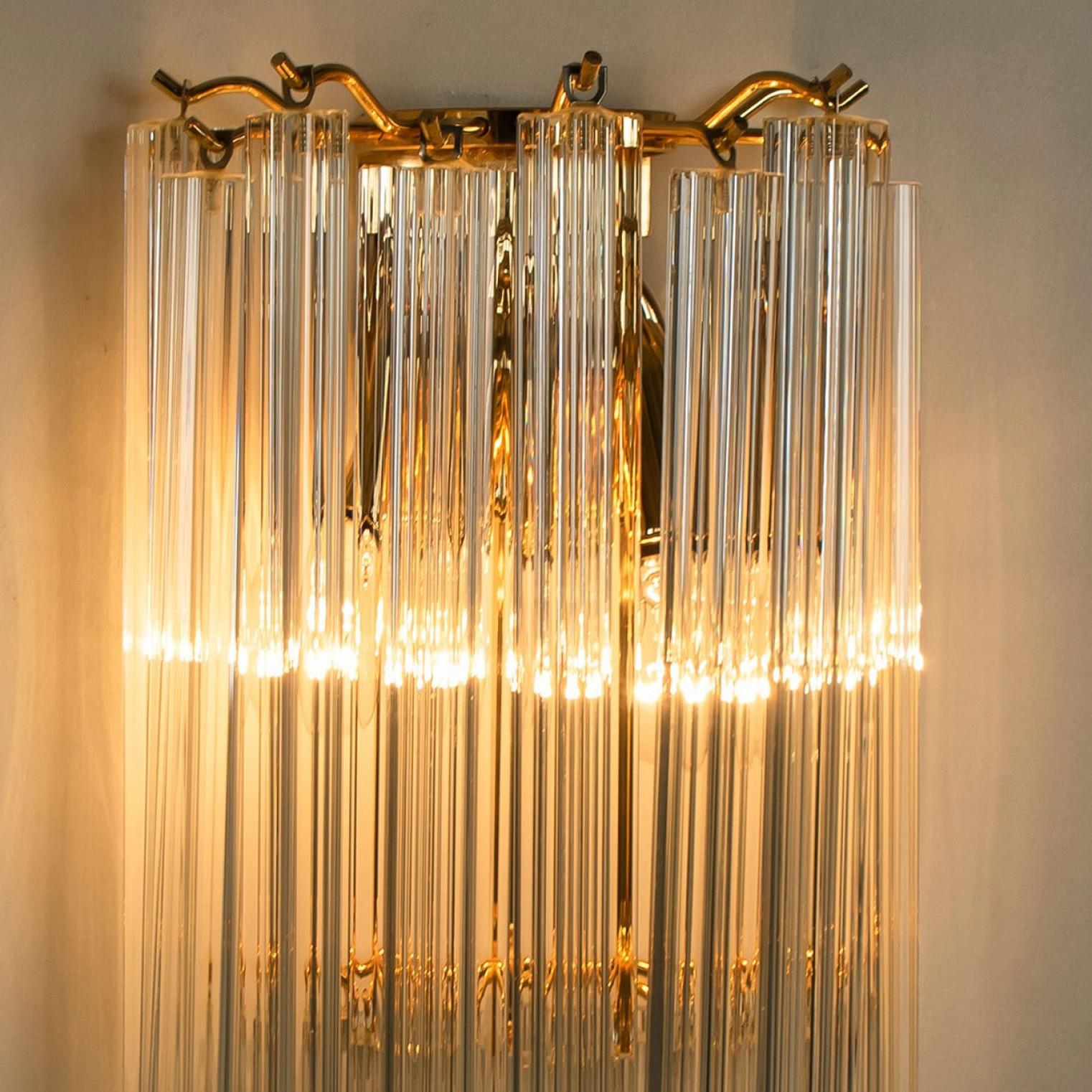 coppia di Venini Style Triedroglass Tree Tears in vetro oro chiaro in ottone in vendita 2