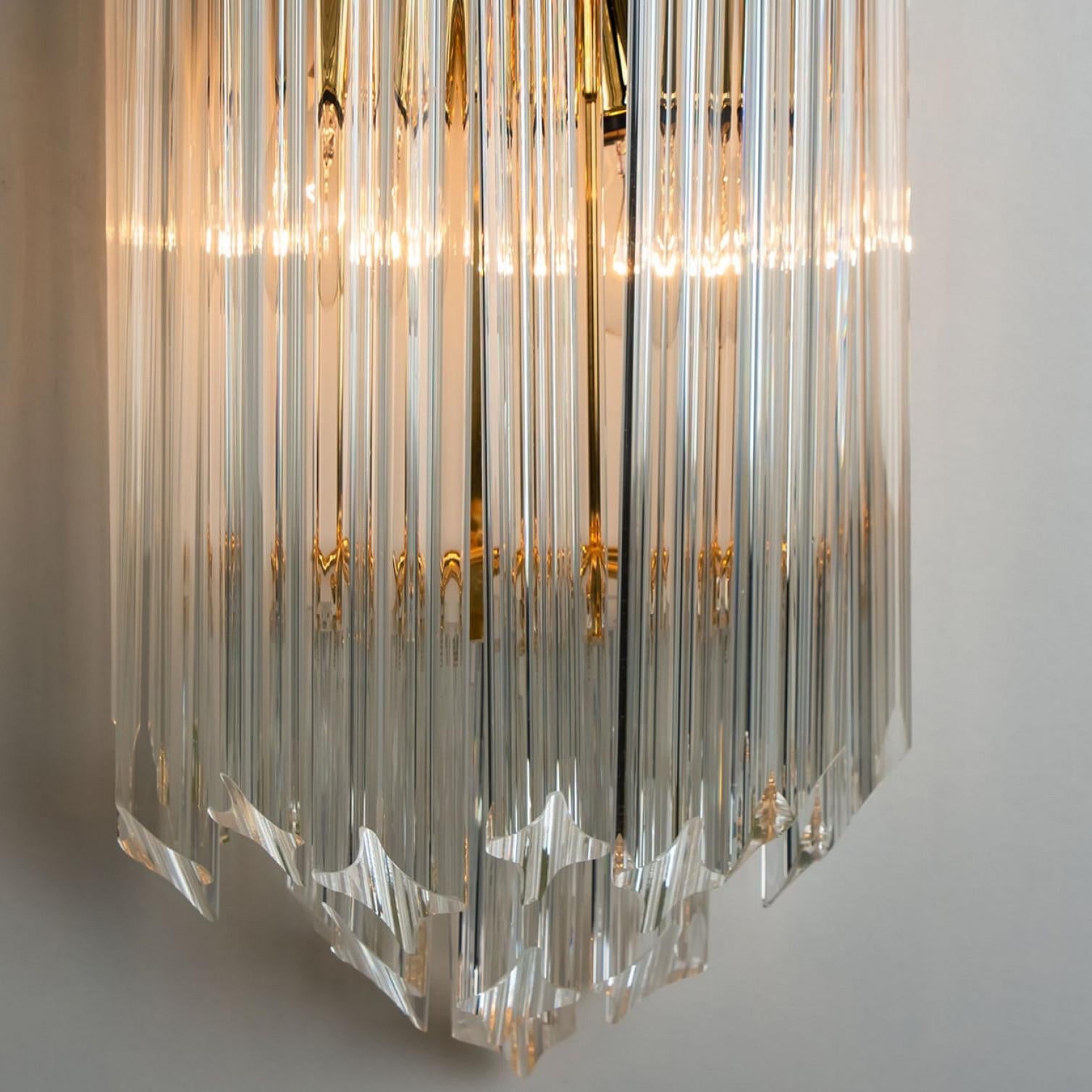 Pareja de Lámparas de Latón Estilo Venini Triedroglass Lágrimas de Árbol Cristal Dorado Transparente en venta 5