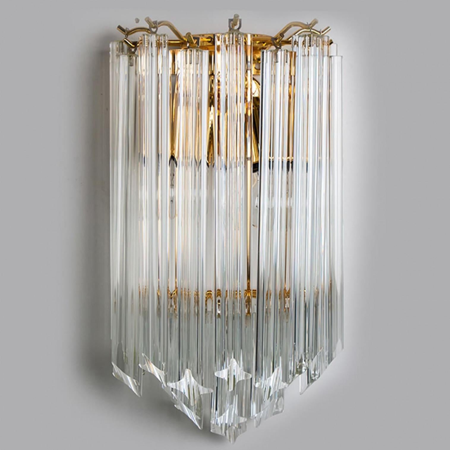 coppia di Venini Style Triedroglass Tree Tears in vetro oro chiaro in ottone in vendita 8