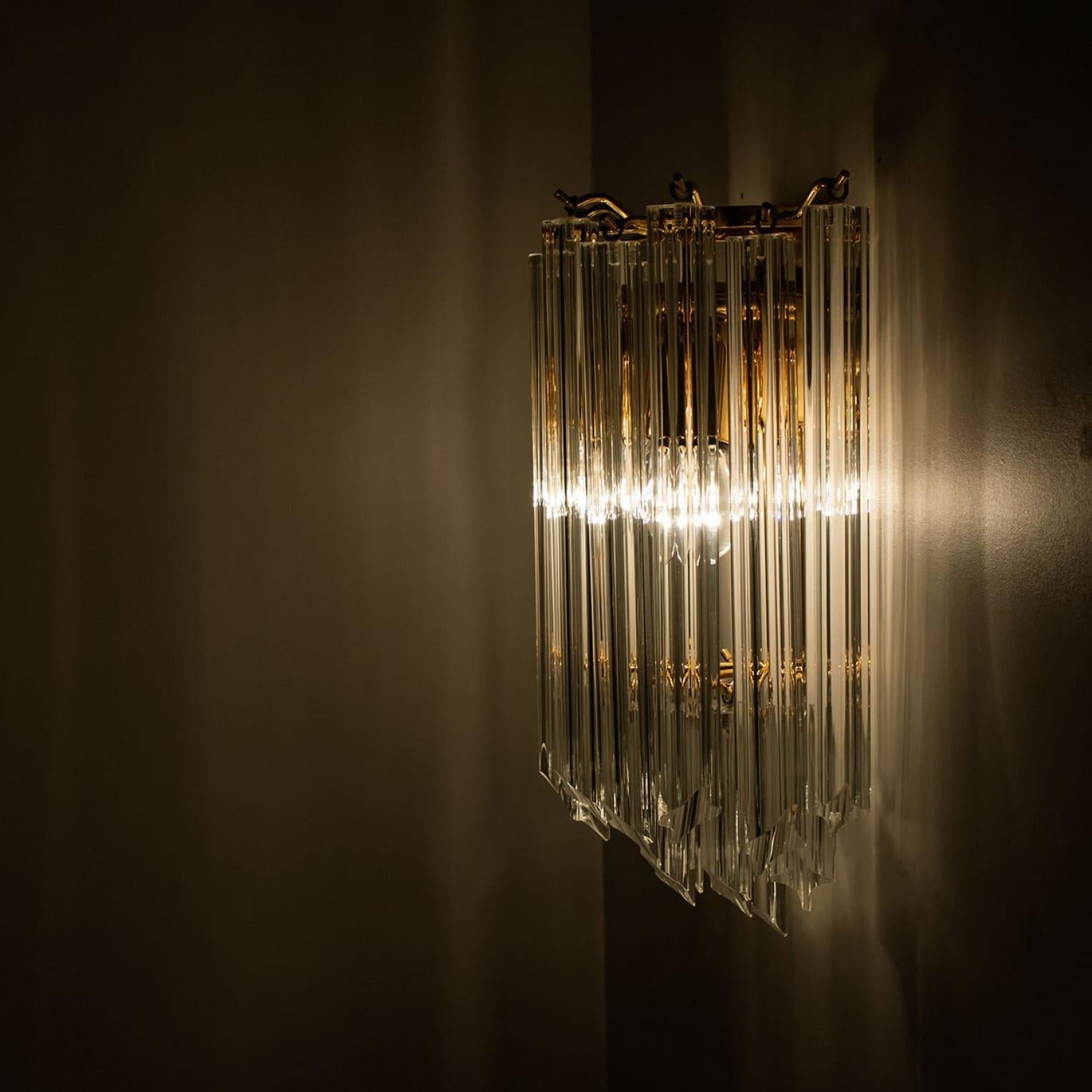 Altro coppia di Venini Style Triedroglass Tree Tears in vetro oro chiaro in ottone in vendita