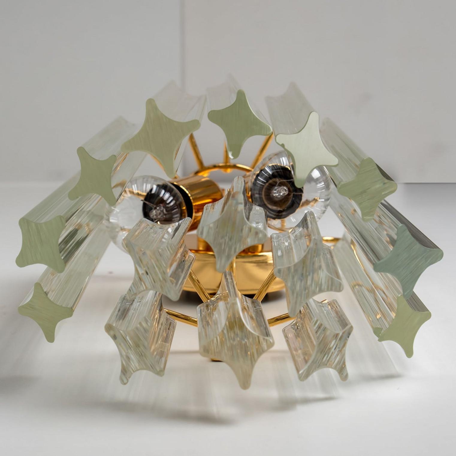 coppia di Venini Style Triedroglass Tree Tears in vetro oro chiaro in ottone in vendita 1