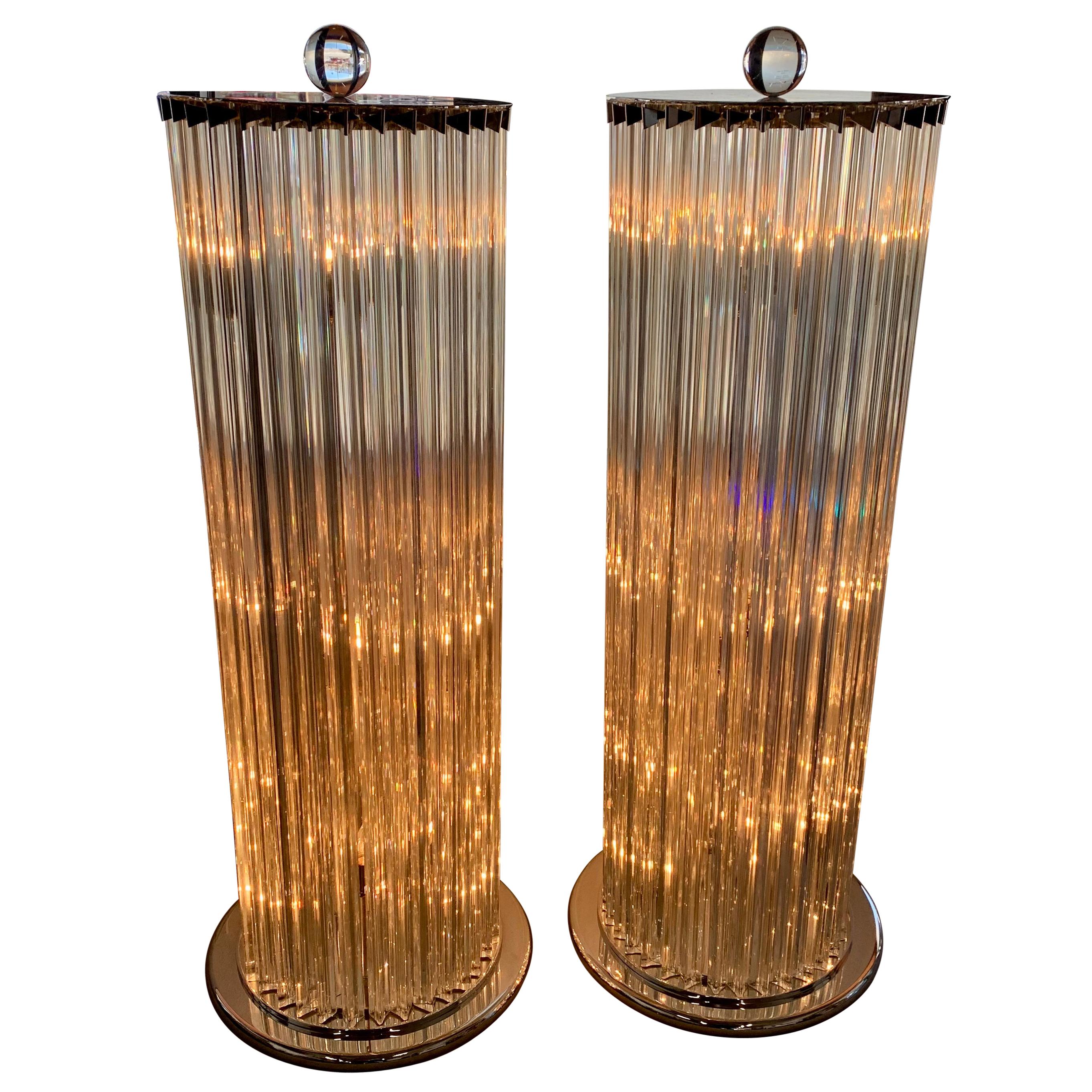 Pair of Venini Triedri Floor Lamps For Sale