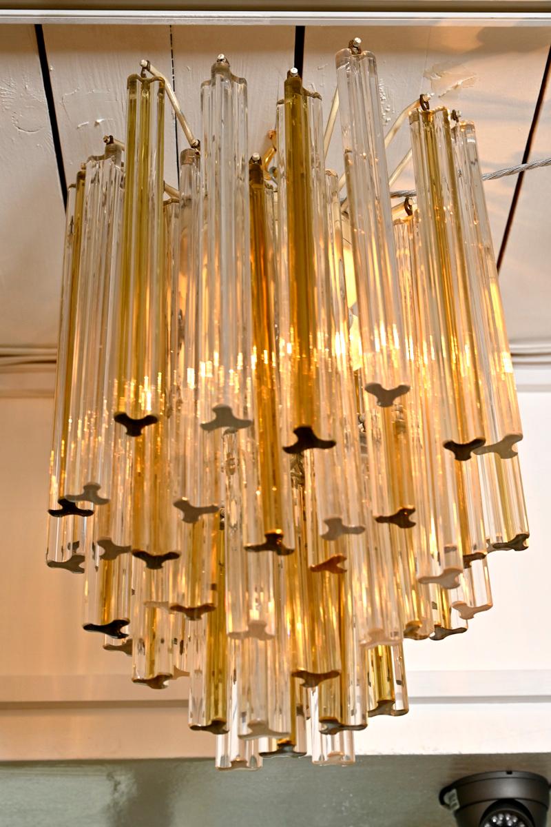 Mid-Century Modern Pair of Venini 'Trilobo' chandeliers. Italy c1960 For Sale