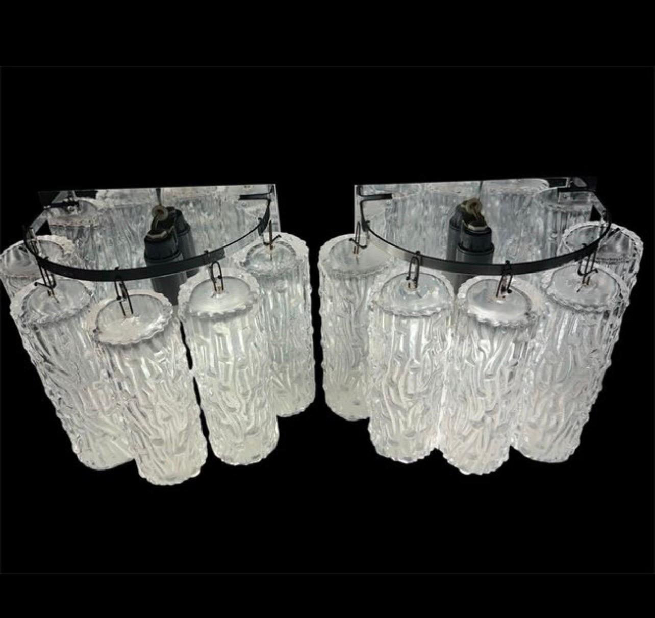 Italiano Pair of Venini Tronchi Sconces by Toni Zuccheri, 1970s in vendita