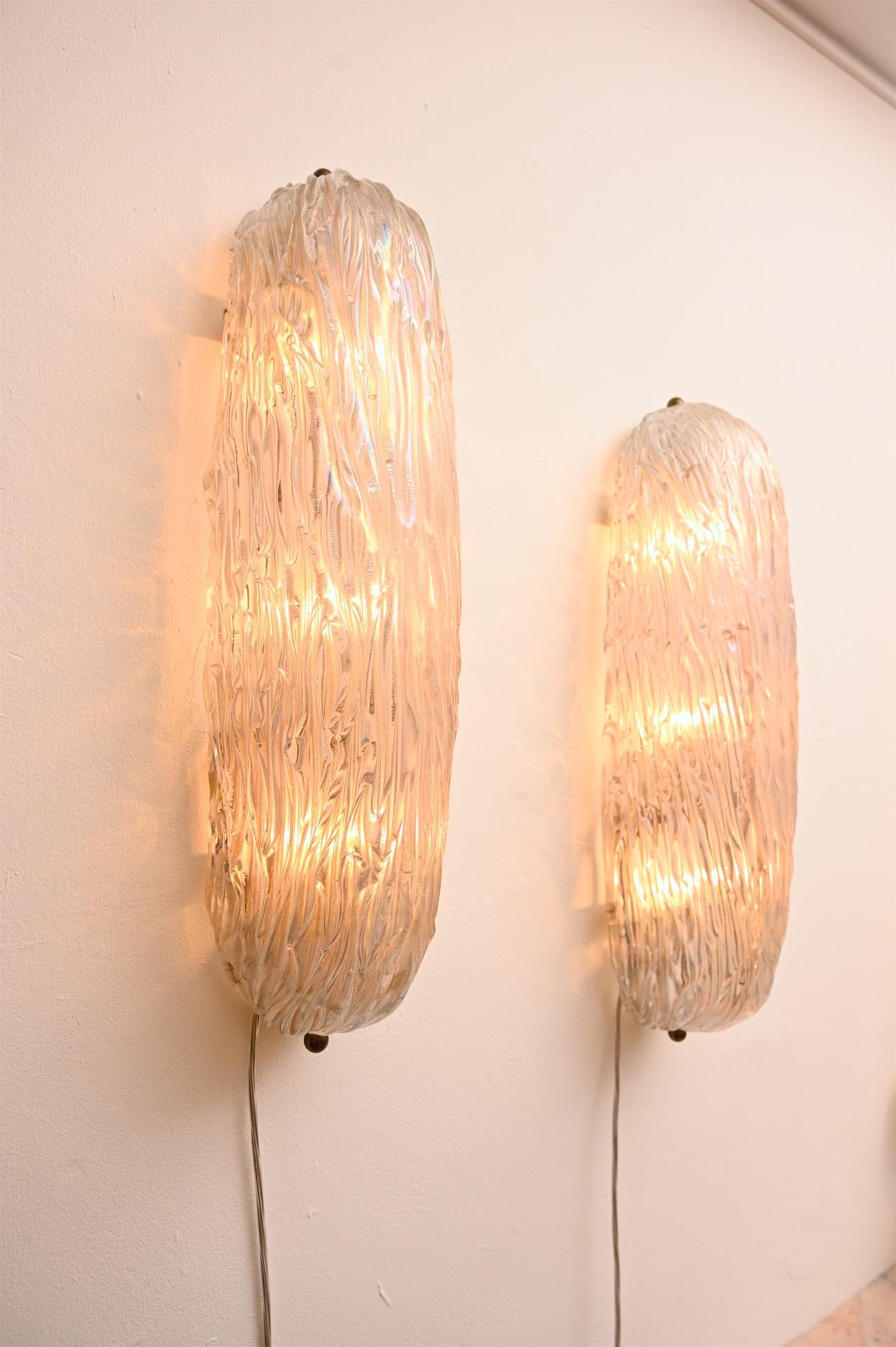 Beautiful textured opalescent glass wall lights by Carlo Scarpa.