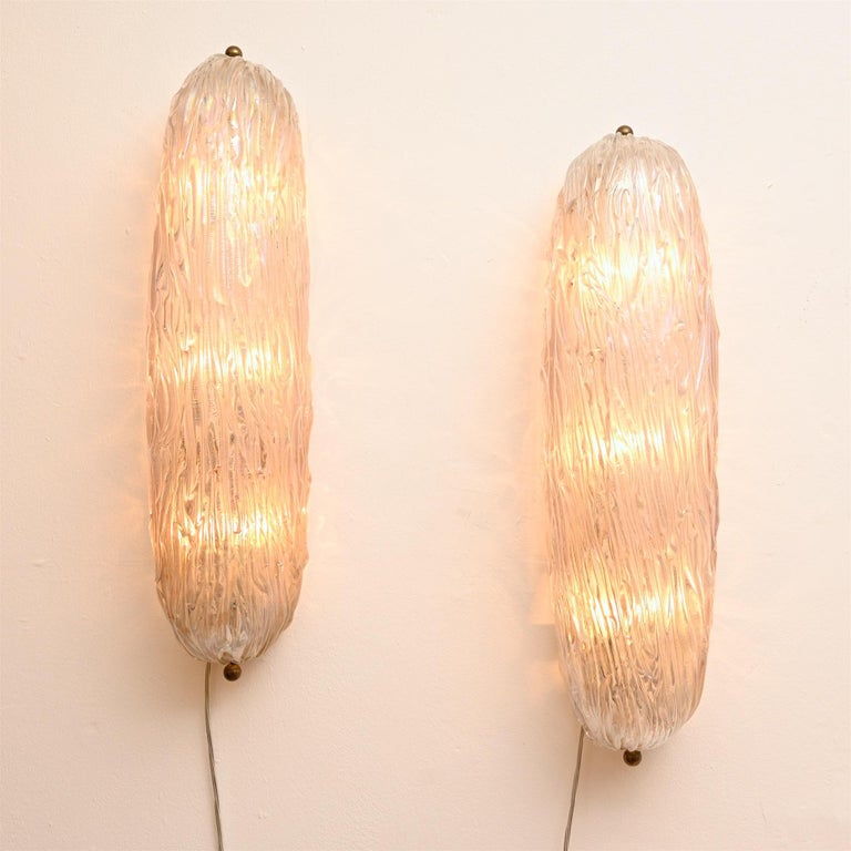 Mid-Century Modern Pair of Venini Wall Lights by Carlo Scarpa For Sale
