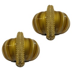 Pair of Venini Wall Lights in the Form of Feathered Turbans