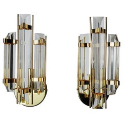 Paar Venini Wandleuchten, triedri Glas, Murano, Italien 1970