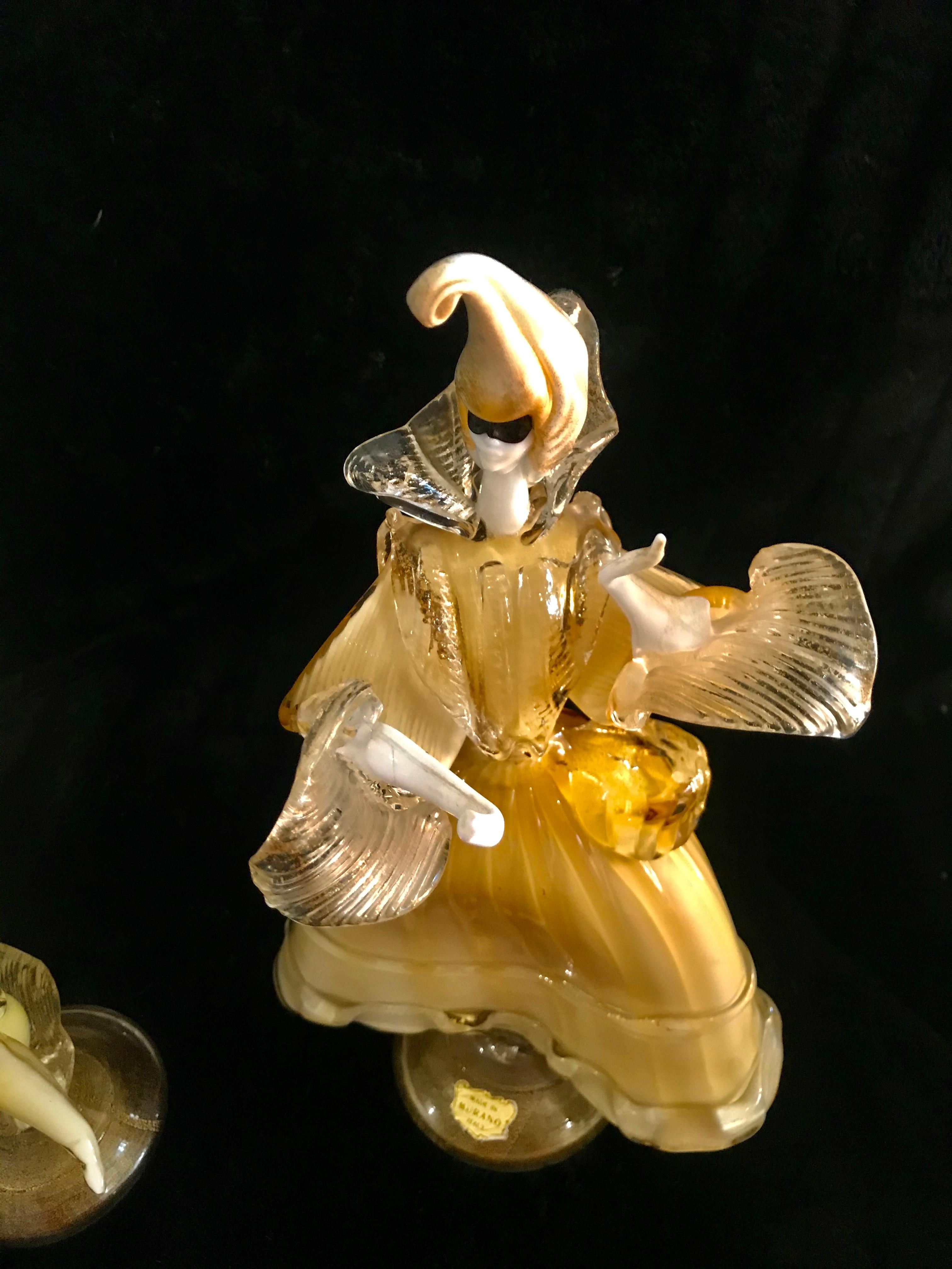 Venitian Dancer Gold Glass Murano gold incrustation by Seguso, Italy 1960 In Good Condition For Sale In DÉNIA, ES