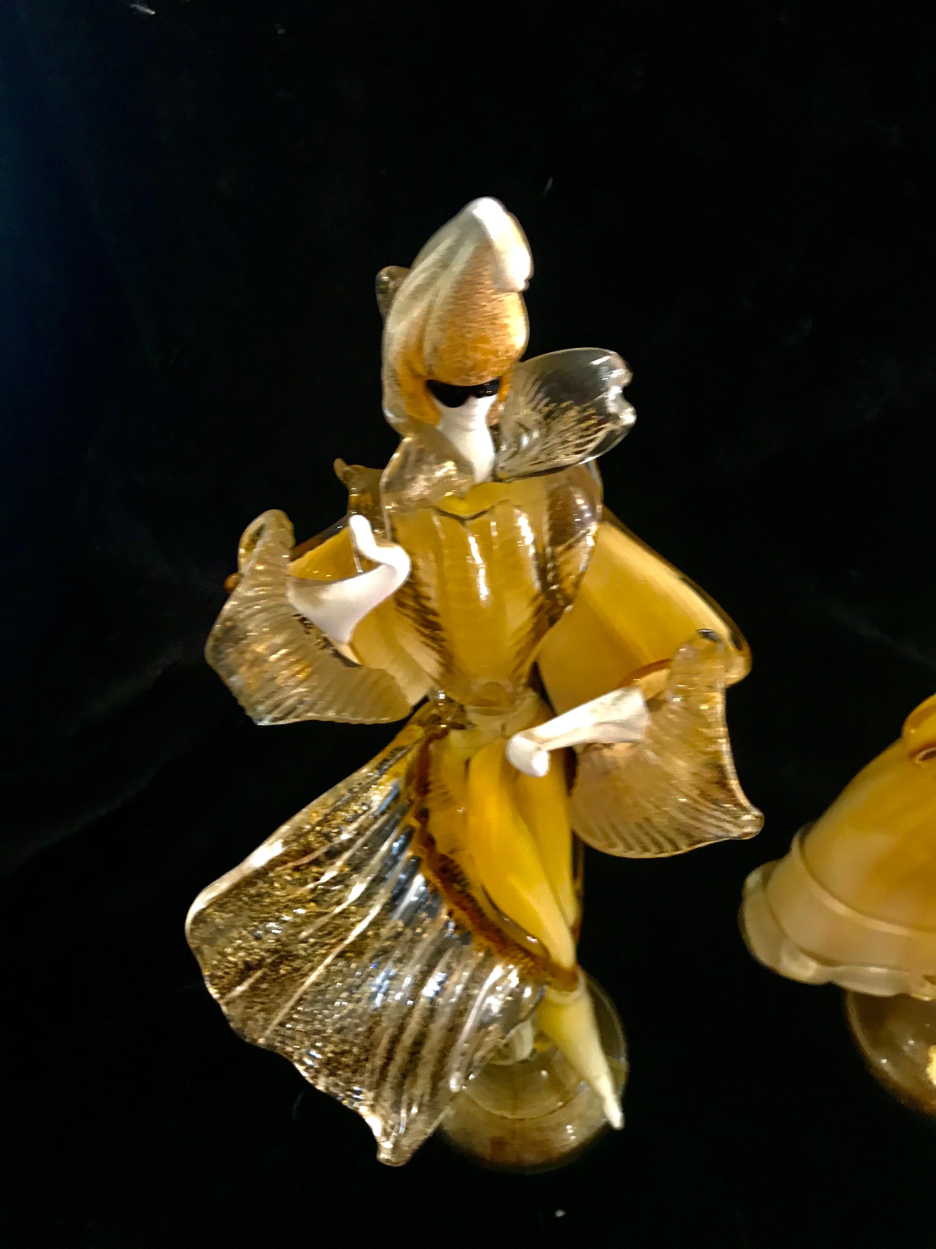 Mid-20th Century Venitian Dancer Gold Glass Murano gold incrustation by Seguso, Italy 1960 For Sale