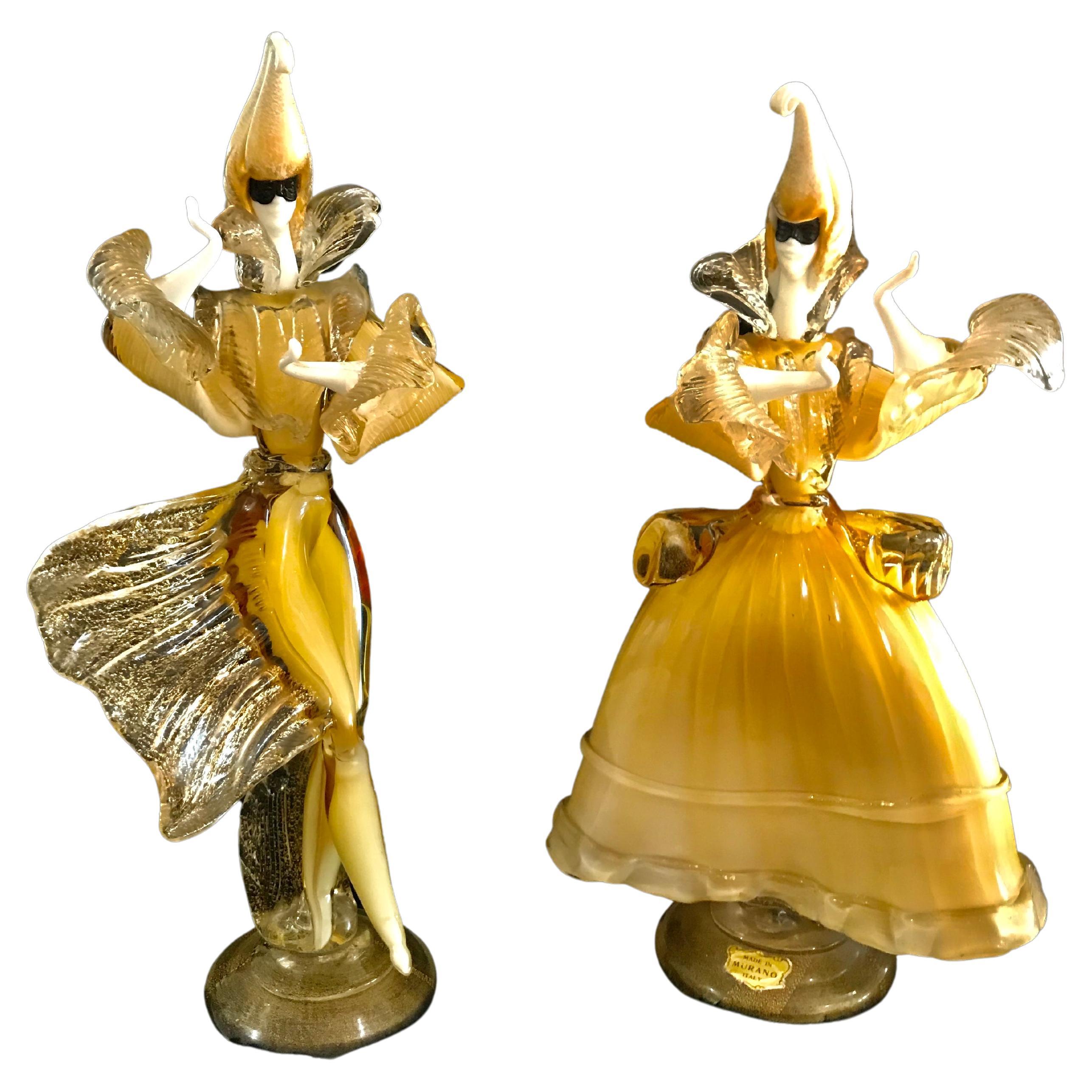 Venitian Dancer Gold Glass Murano gold incrustation by Seguso, Italy 1960 For Sale
