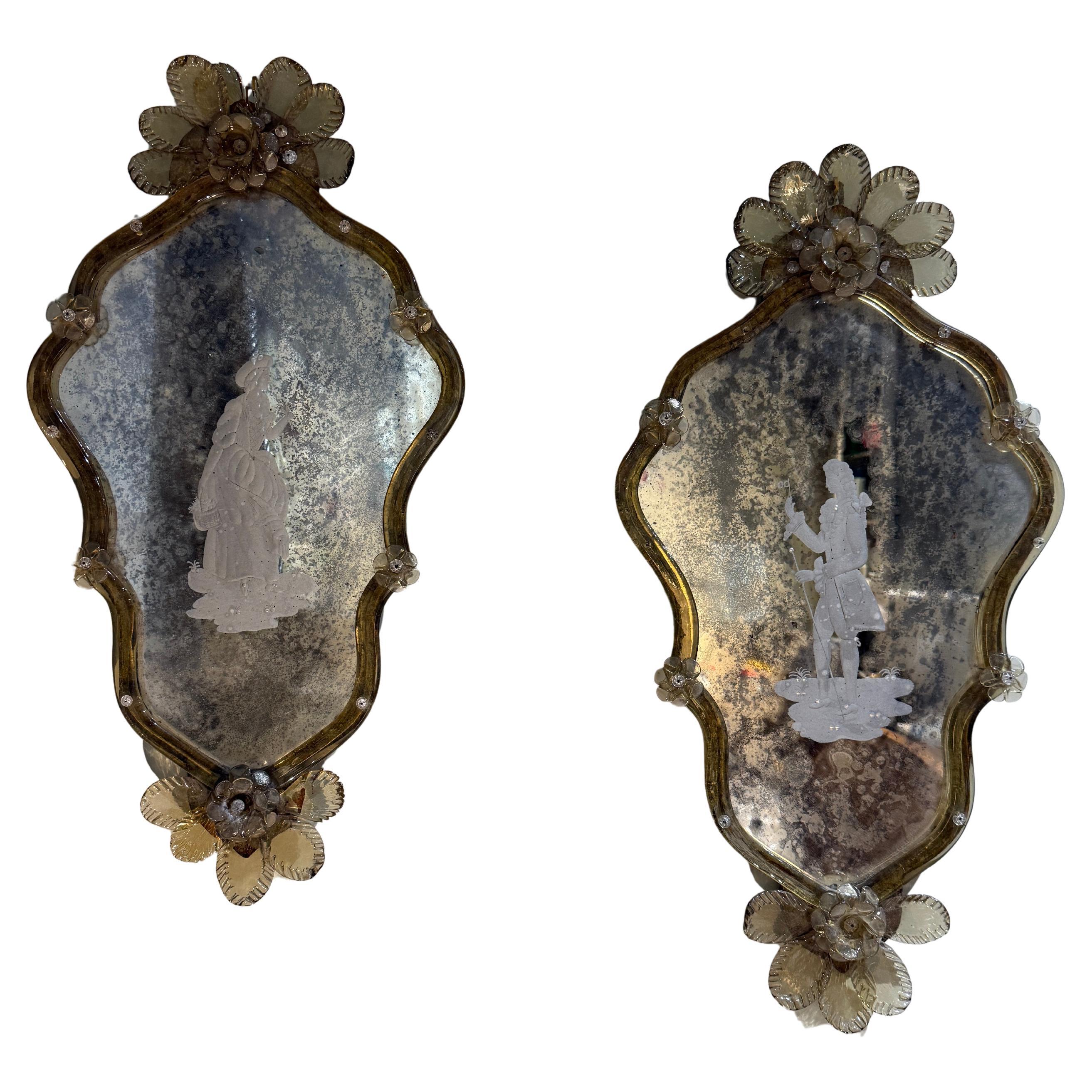 Pair of venitian mirrors circa 1960 in vendita
