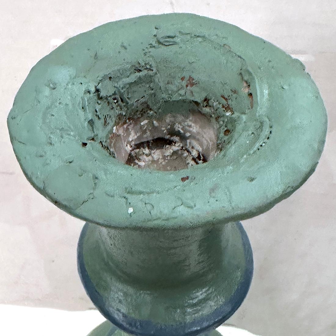 Italian Pair of Verdigris Candlesticks For Sale