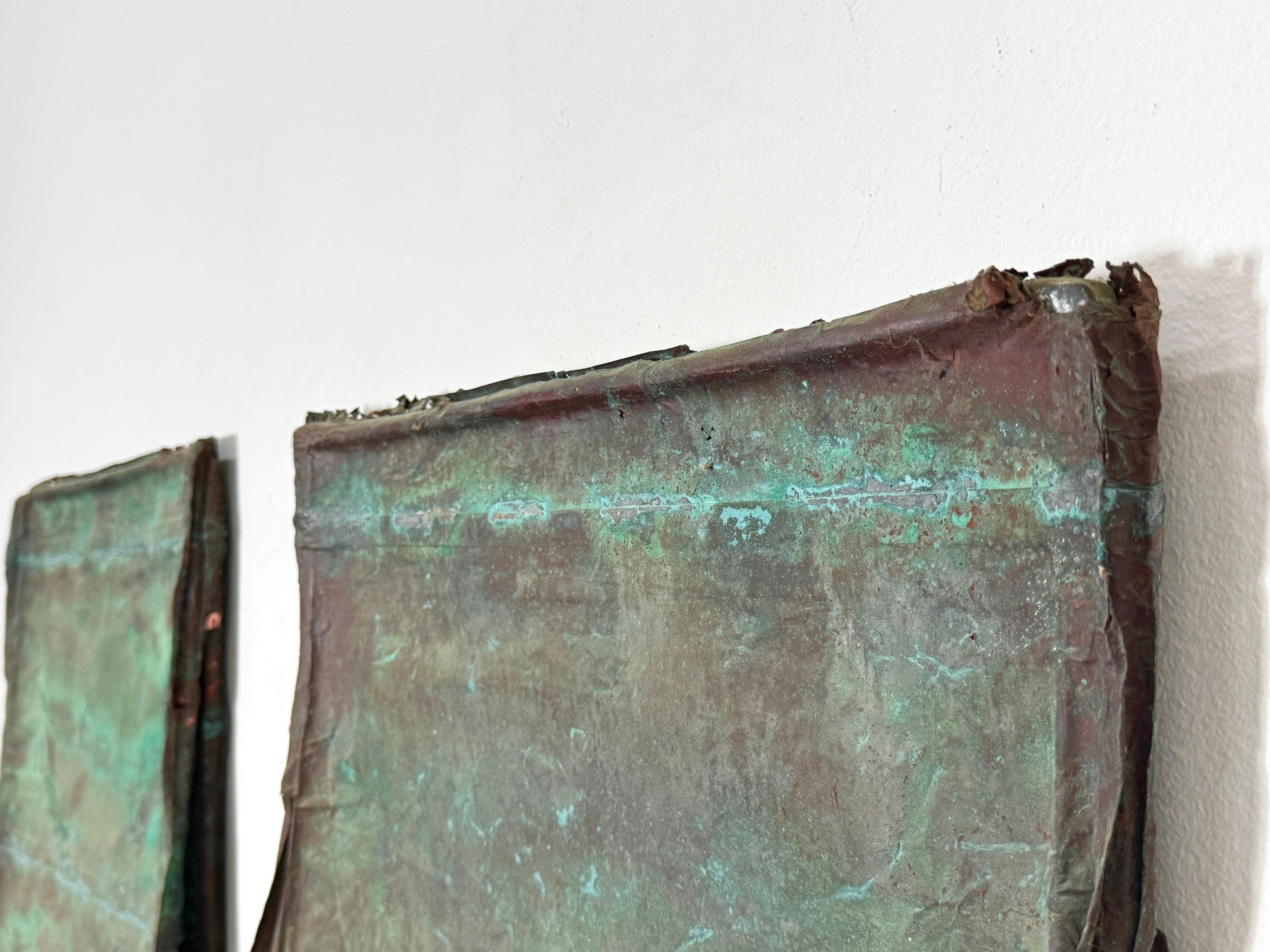 Pair of Verdigris Copper Wall Panel Relief Sculptures by Eugene Sturman 1970s For Sale 5