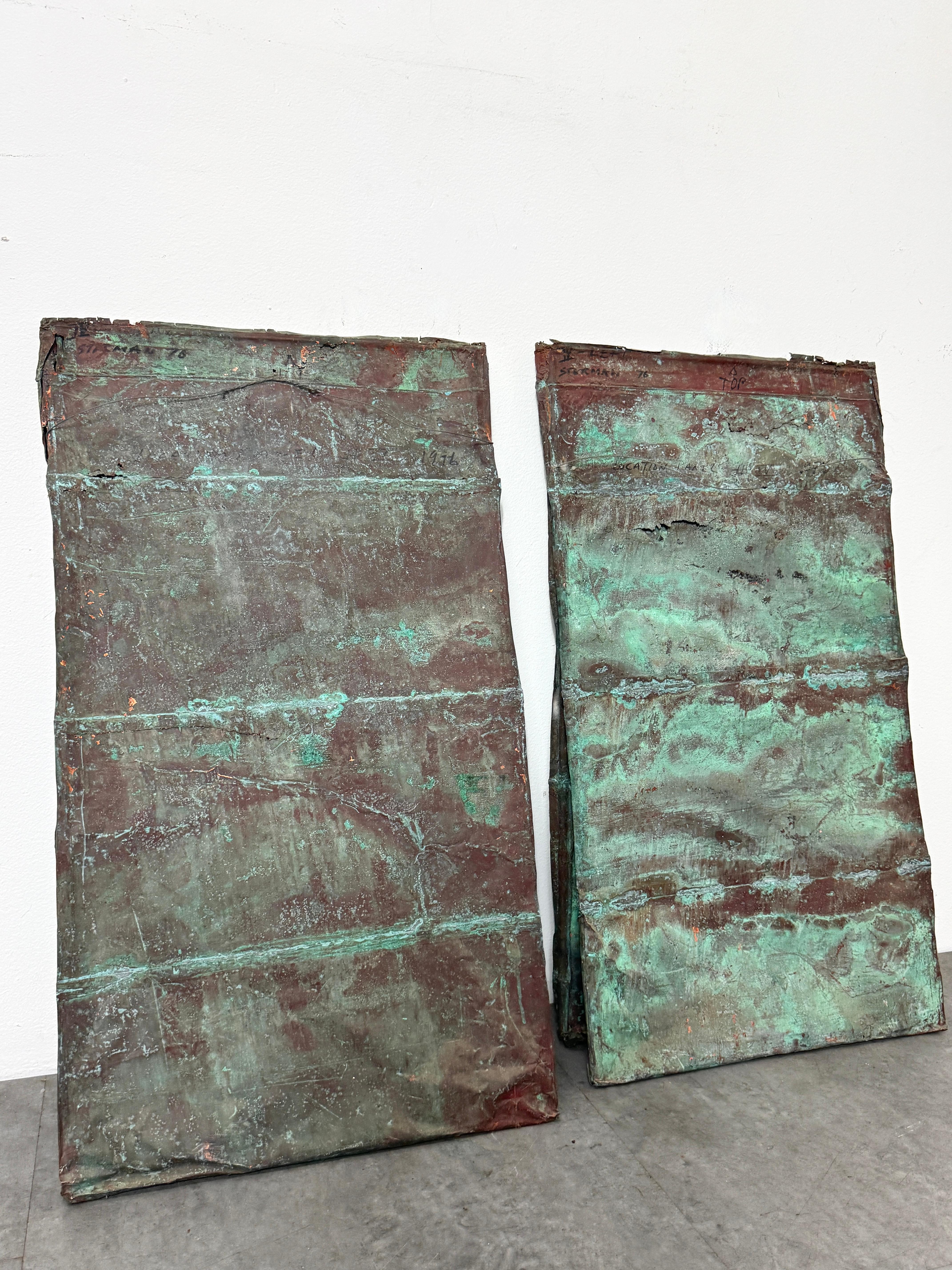 Pair of Verdigris Copper Wall Panel Relief Sculptures by Eugene Sturman 1970s For Sale 6