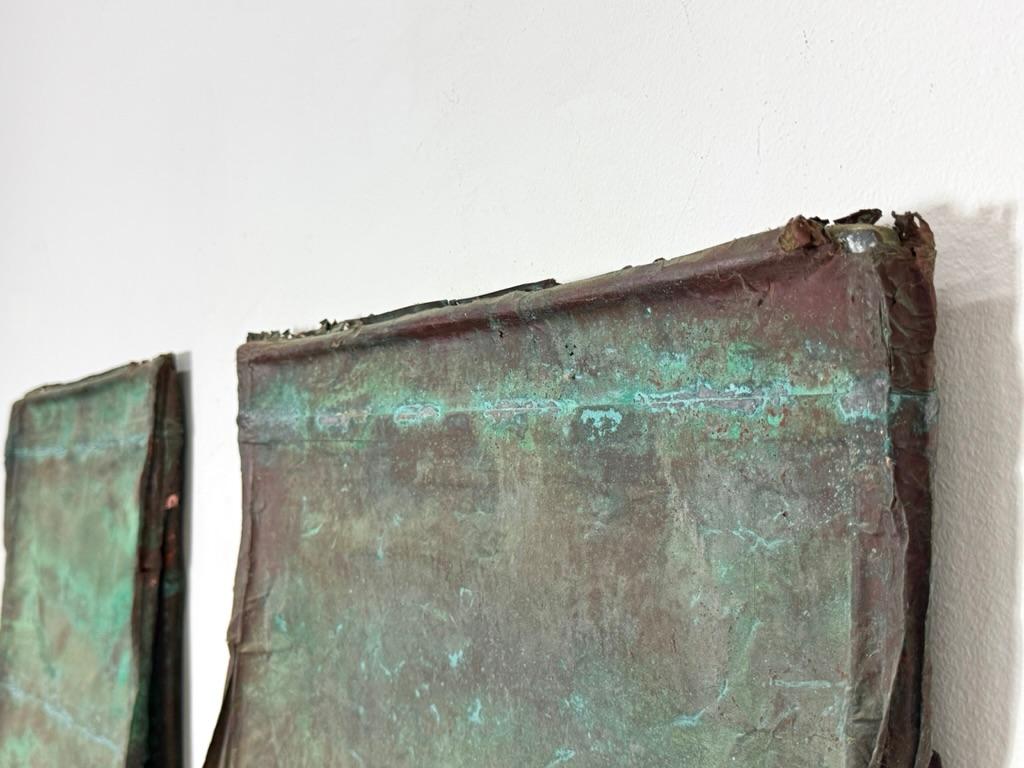 Paire de sculptures murales en cuivre vert-de-gris en relief d'Eugène Sturman, 1970 en vente 4