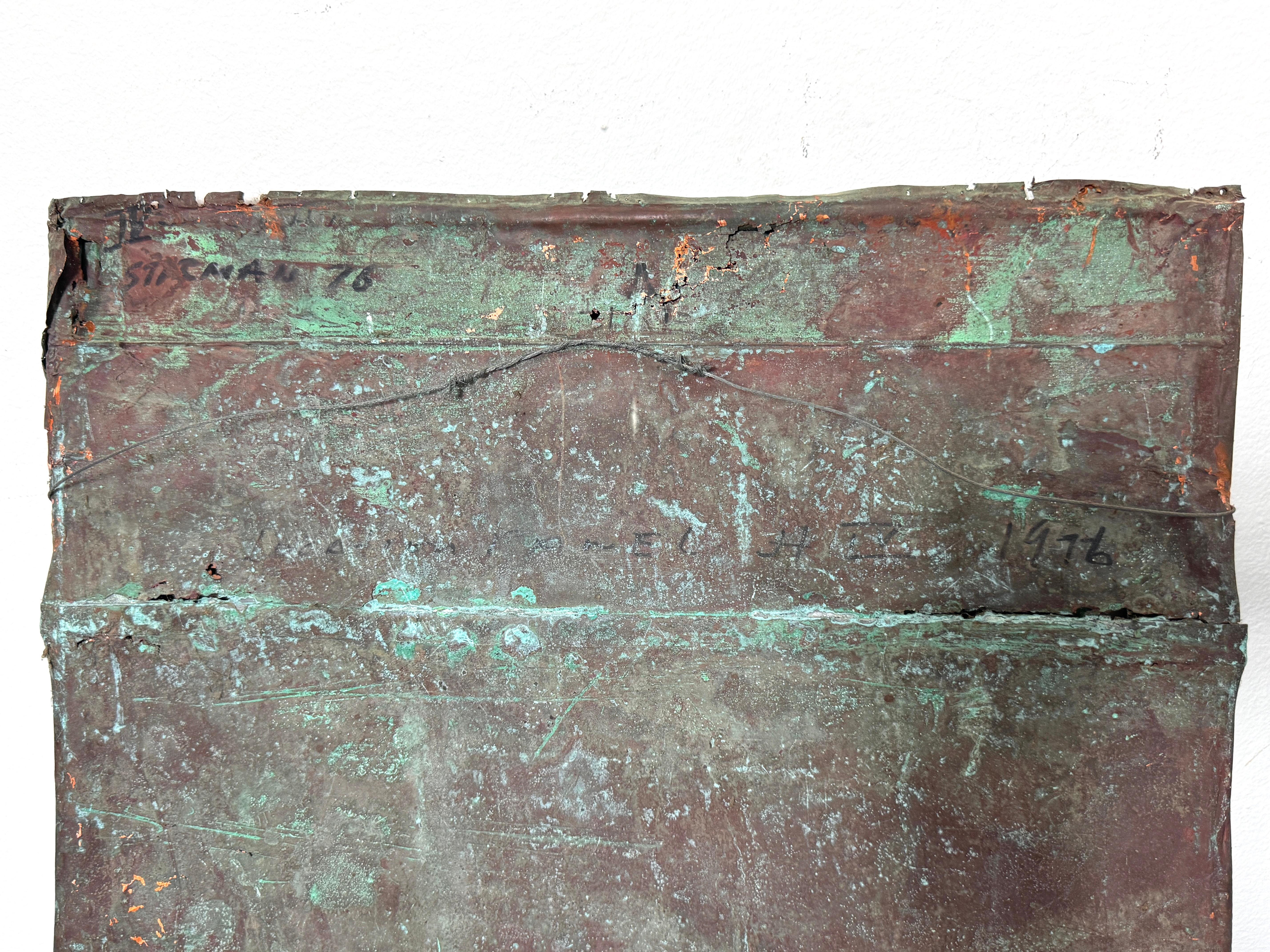 Pair of Verdigris Copper Wall Panel Relief Sculptures by Eugene Sturman 1970s For Sale 7