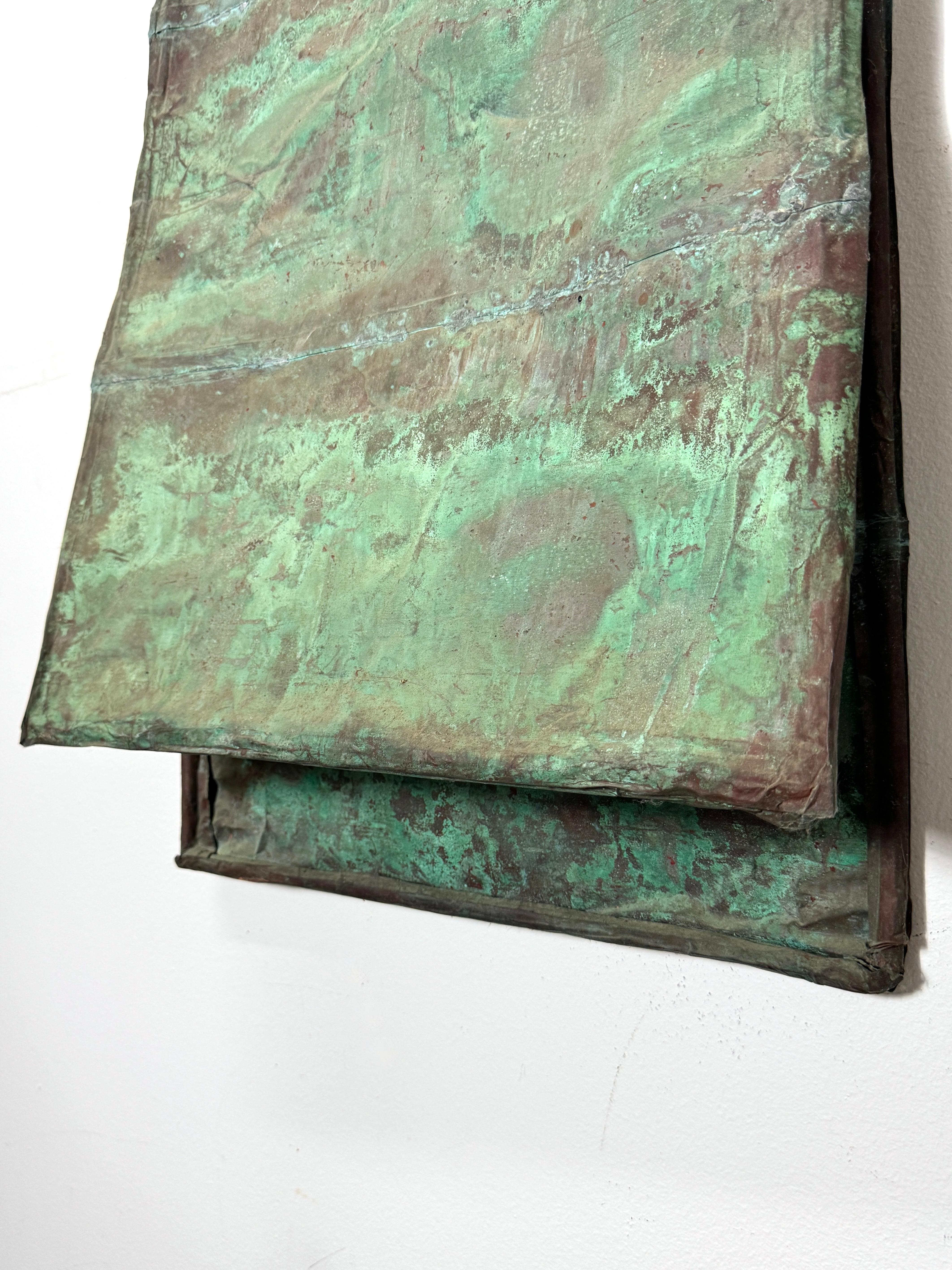 Pair of Verdigris Copper Wall Panel Relief Sculptures by Eugene Sturman 1970s For Sale 2