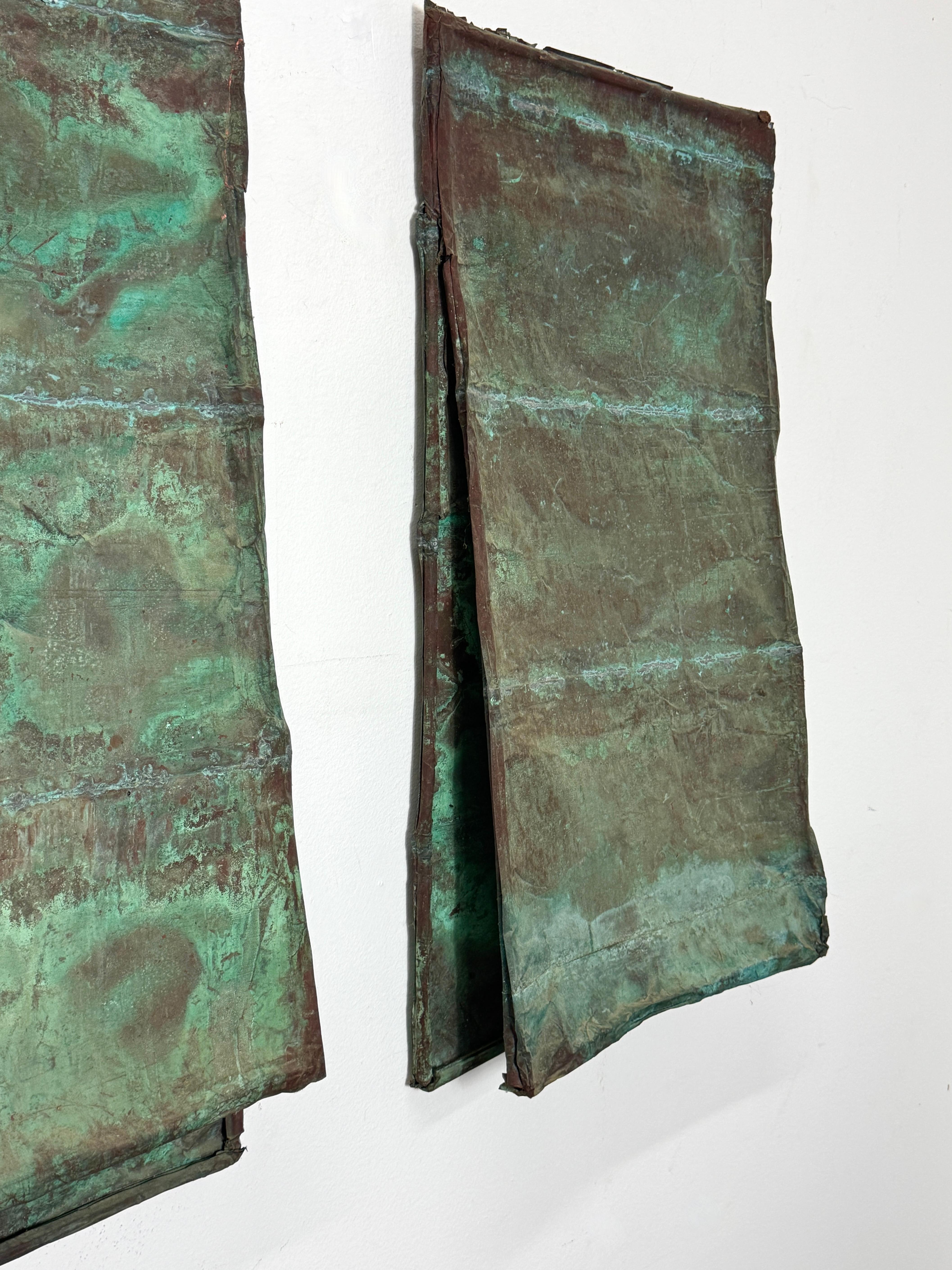 Pair of Verdigris Copper Wall Panel Relief Sculptures by Eugene Sturman 1970s For Sale 3