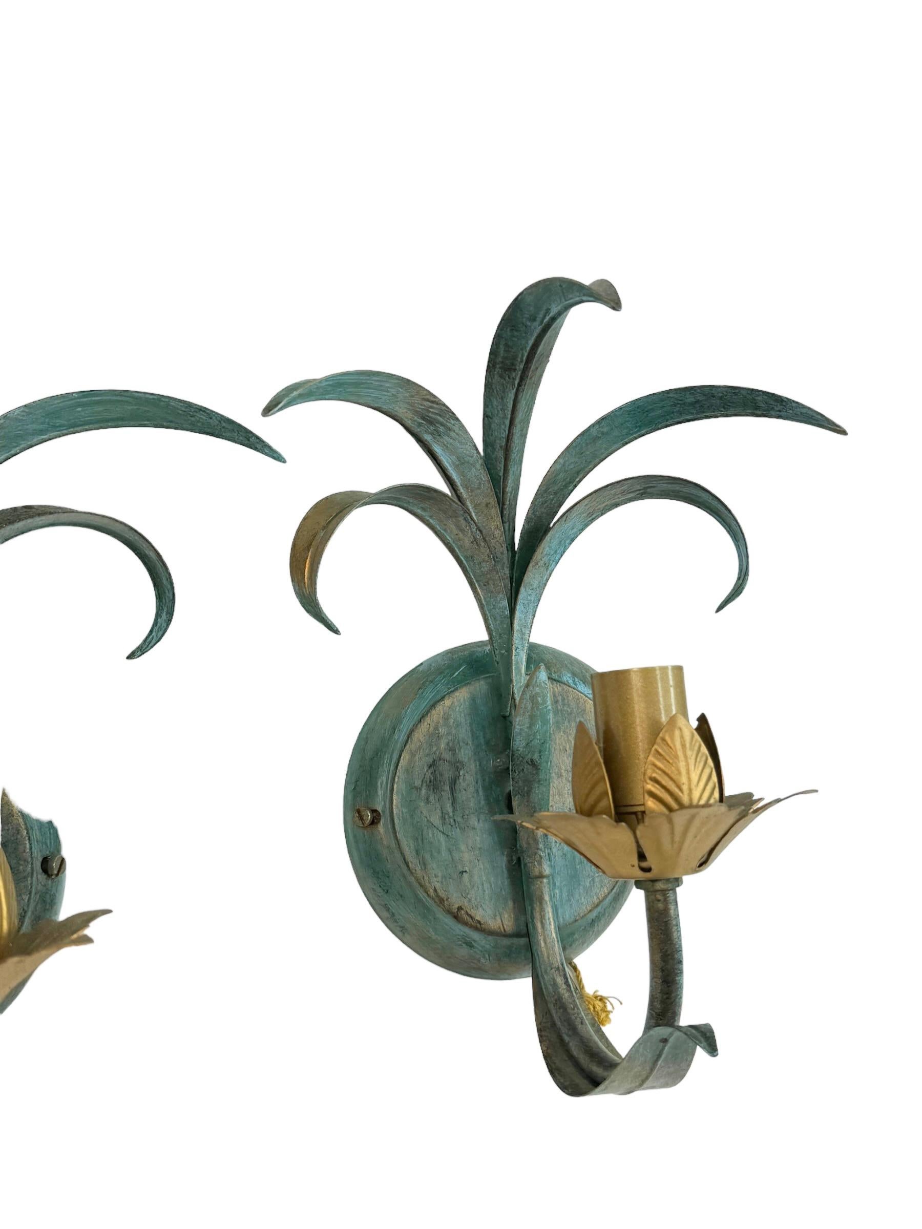 Paire d'appliques Tole Hollywood Regency Kogl, Allemagne en vente 4