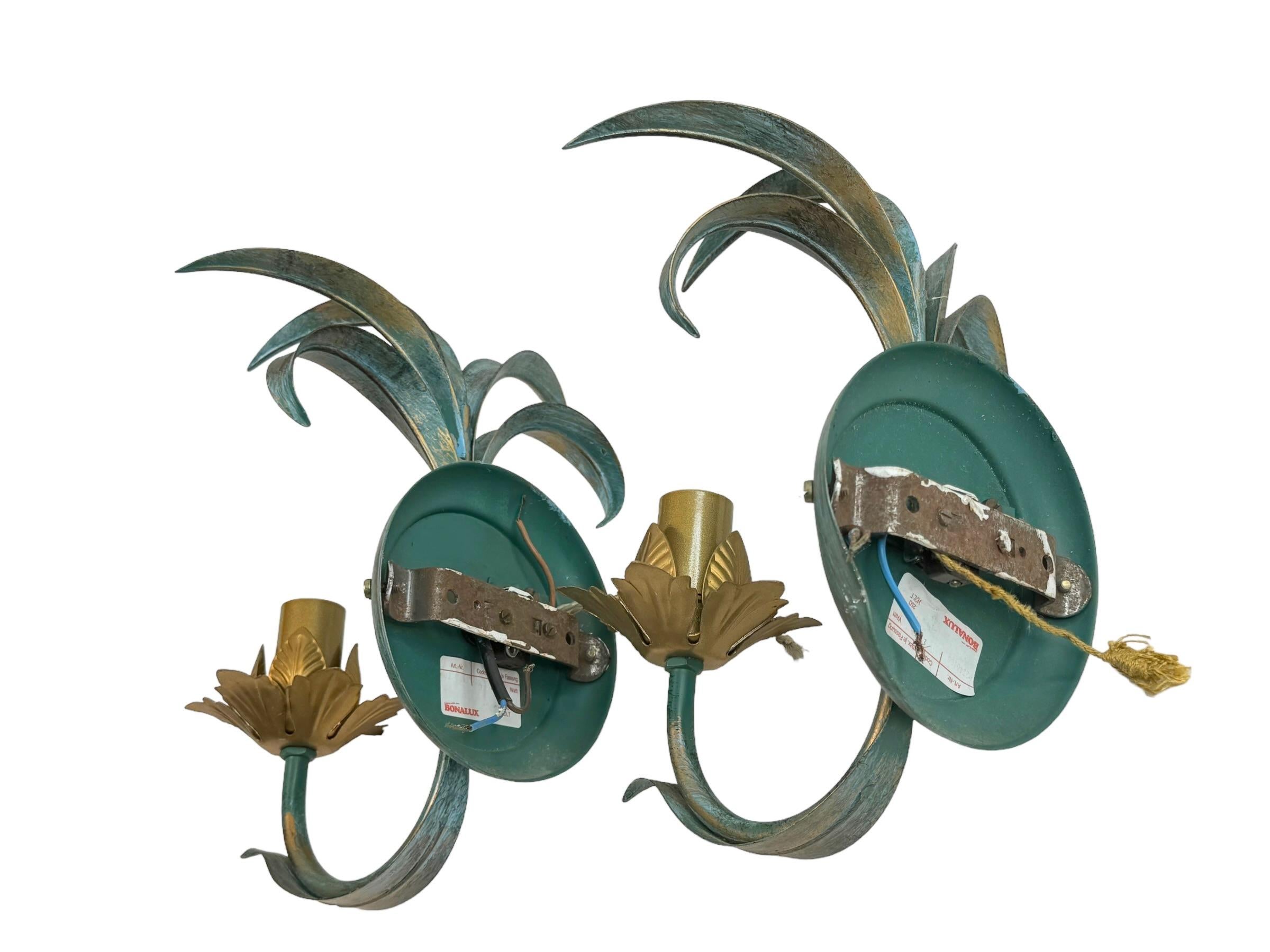 Paire d'appliques Tole Hollywood Regency Kogl, Allemagne en vente 6