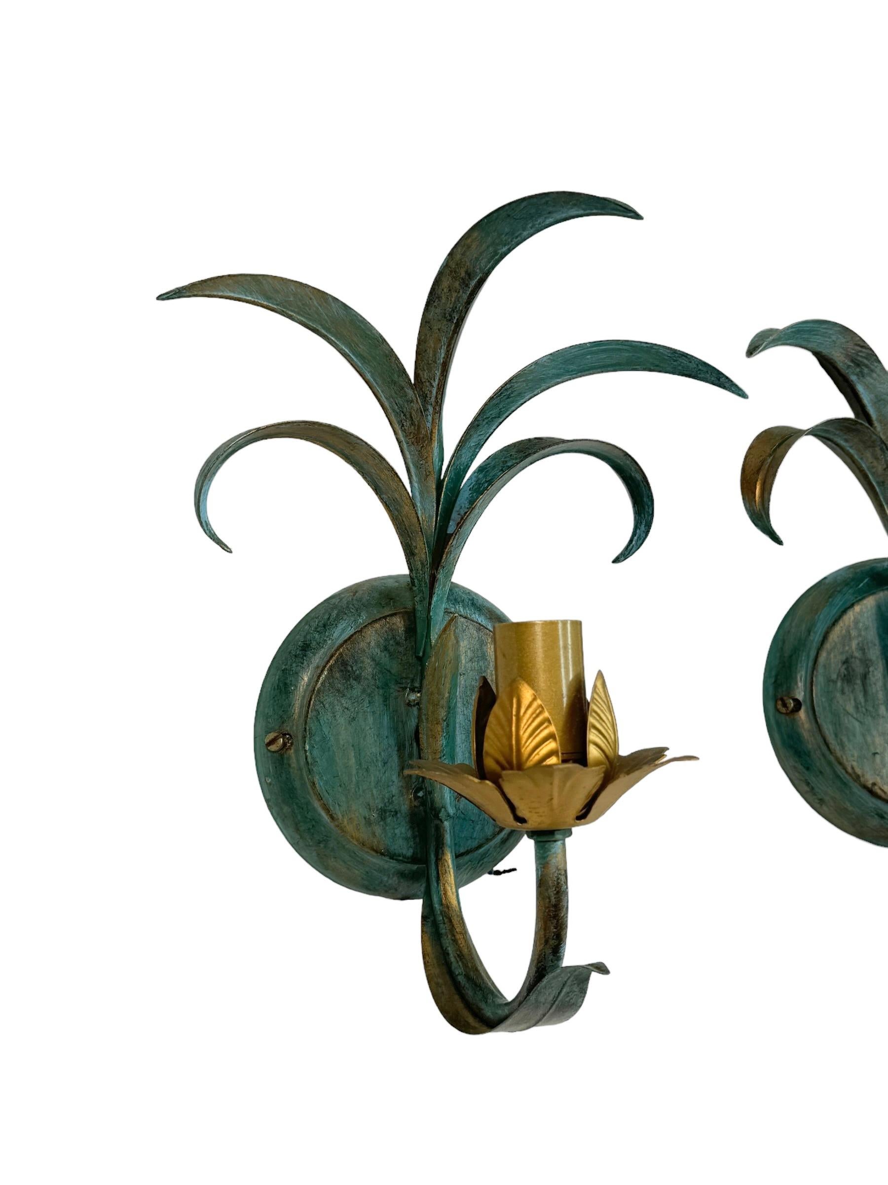 Paire d'appliques Tole Hollywood Regency Kogl, Allemagne en vente 3