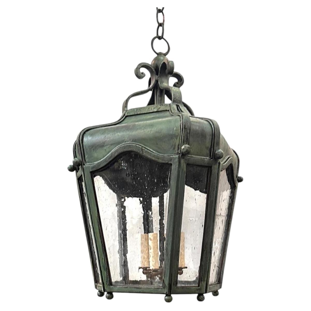 A Verdigris Iron Lantern