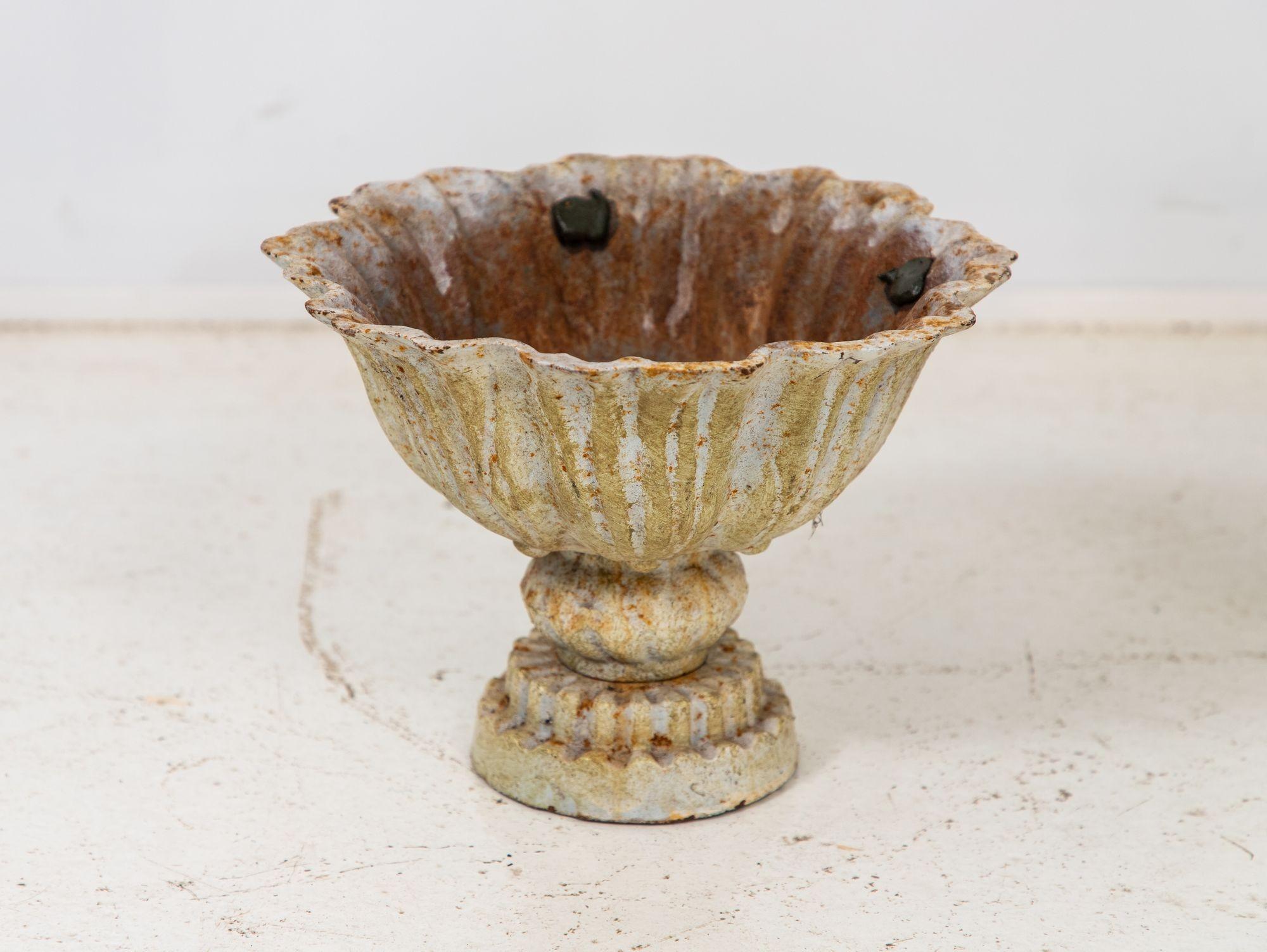 Pair of Verdigris Painted Iron Tazzas or Urns, English late 20th Century 1