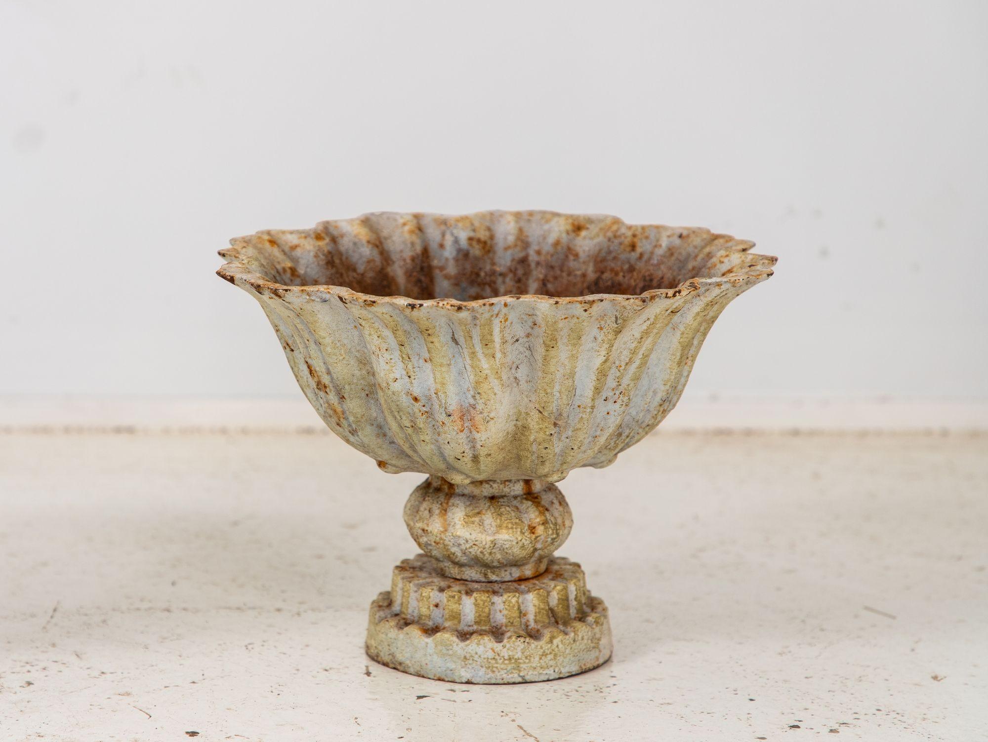 Pair of Verdigris Painted Iron Tazzas or Urns, English late 20th Century 2