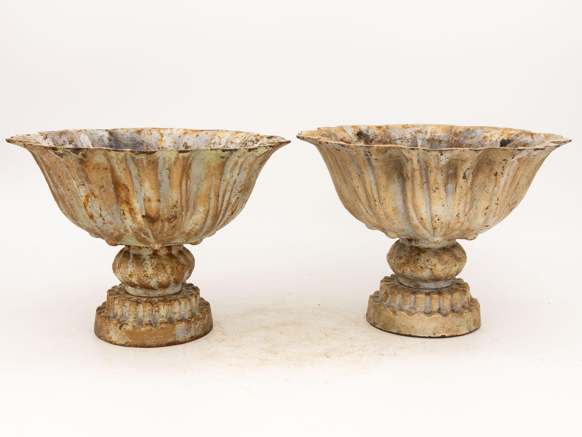 Pair of Verdigris Painted Iron Tazzas or Urns, English, Late 20th Century 4