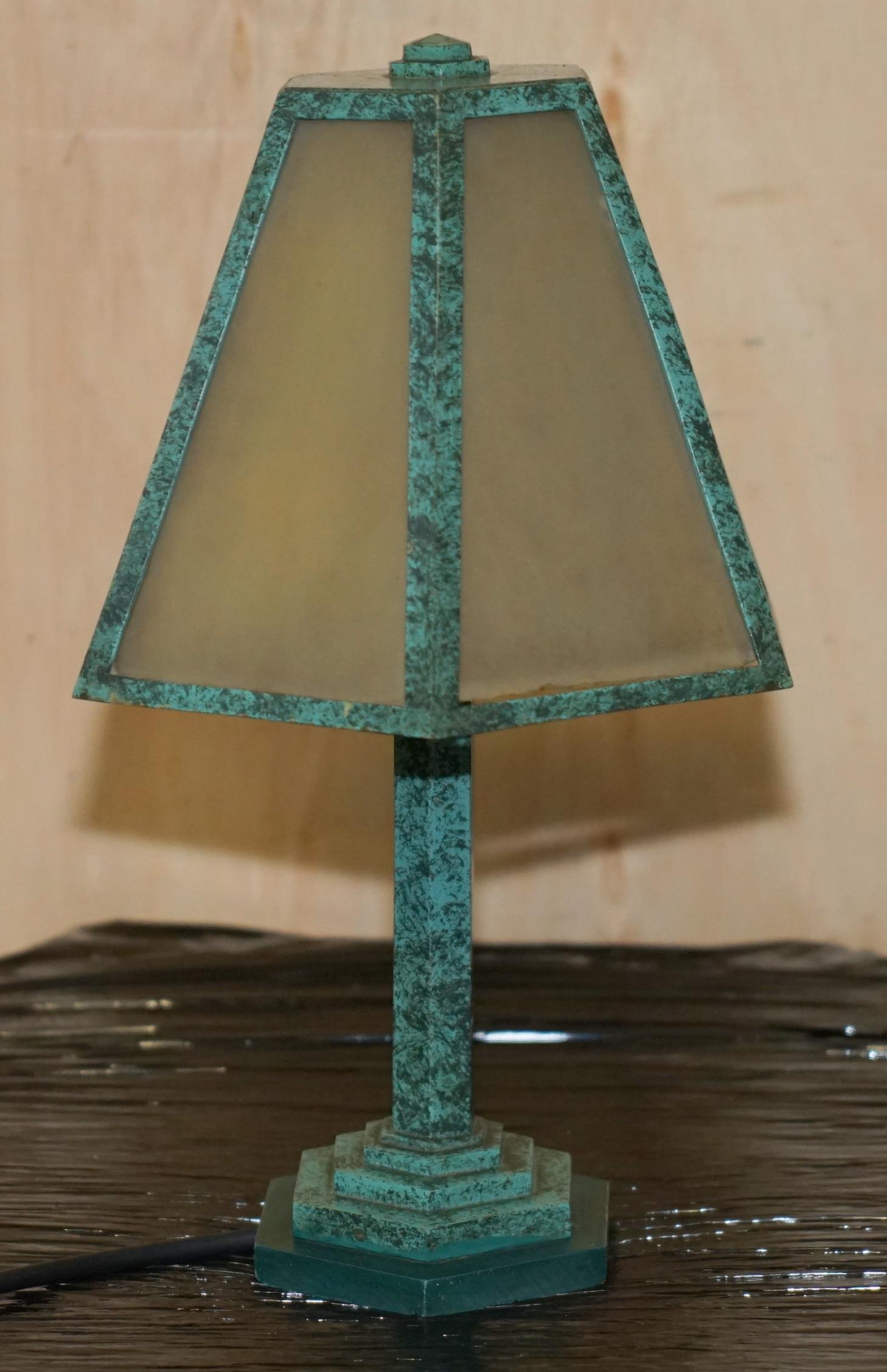 PAIR OF VERDIGRIS PATINATED GREEN ITALIAN TABLE LAMPS CIRCA 1960'S FINE EXAMPLEs 6