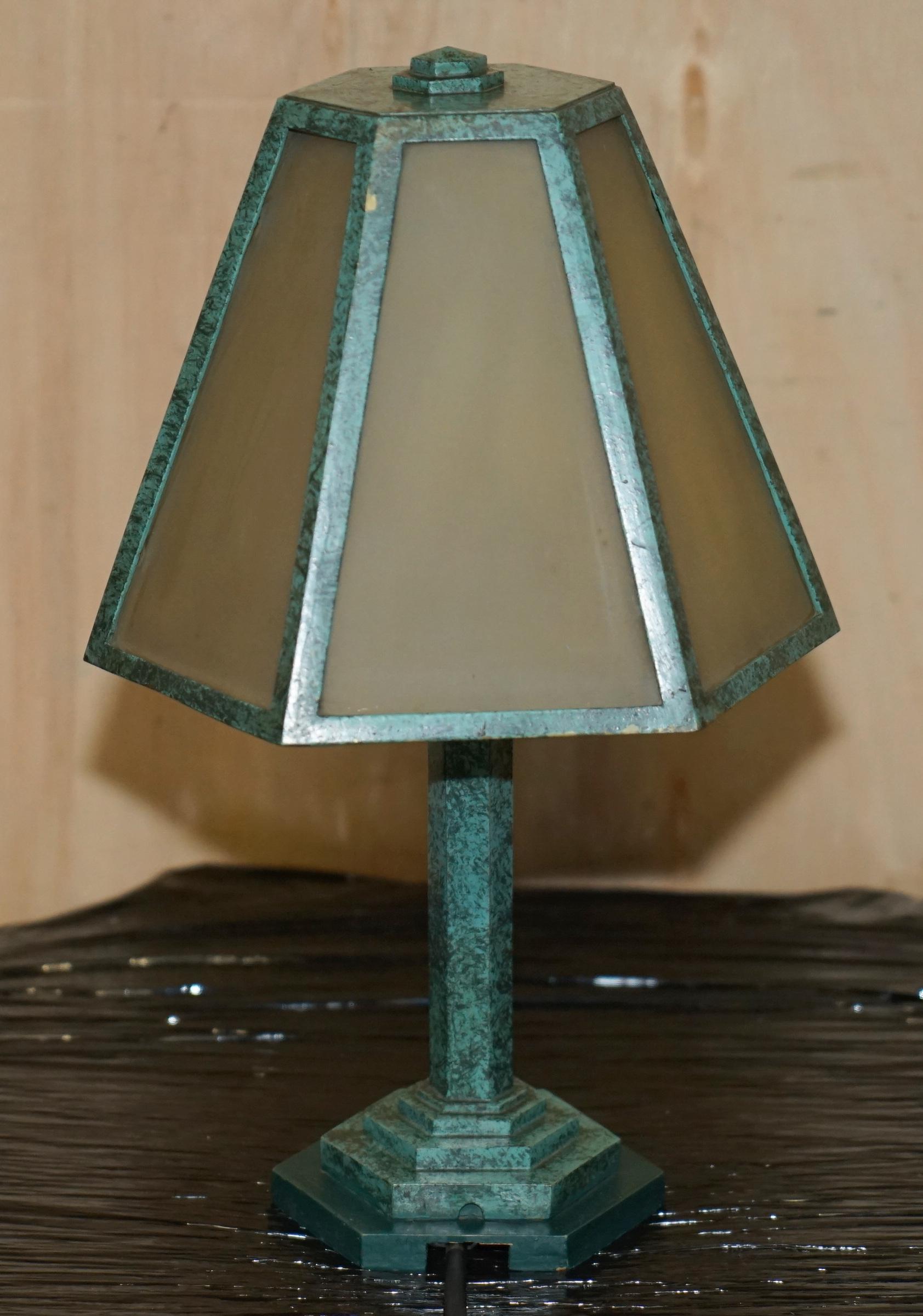 PAIR OF VERDIGRIS PATINATED GREEN ITALIAN TABLE LAMPS CIRCA 1960'S FINE EXAMPLEs 7