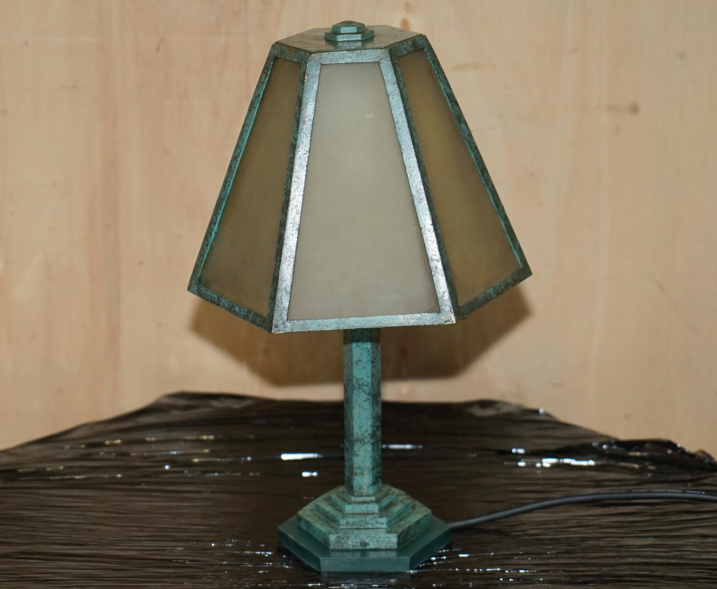 PAIR OF VERDIGRIS PATINATED GREEN ITALIAN TABLE LAMPS CIRCA 1960'S FINE EXAMPLEs 9