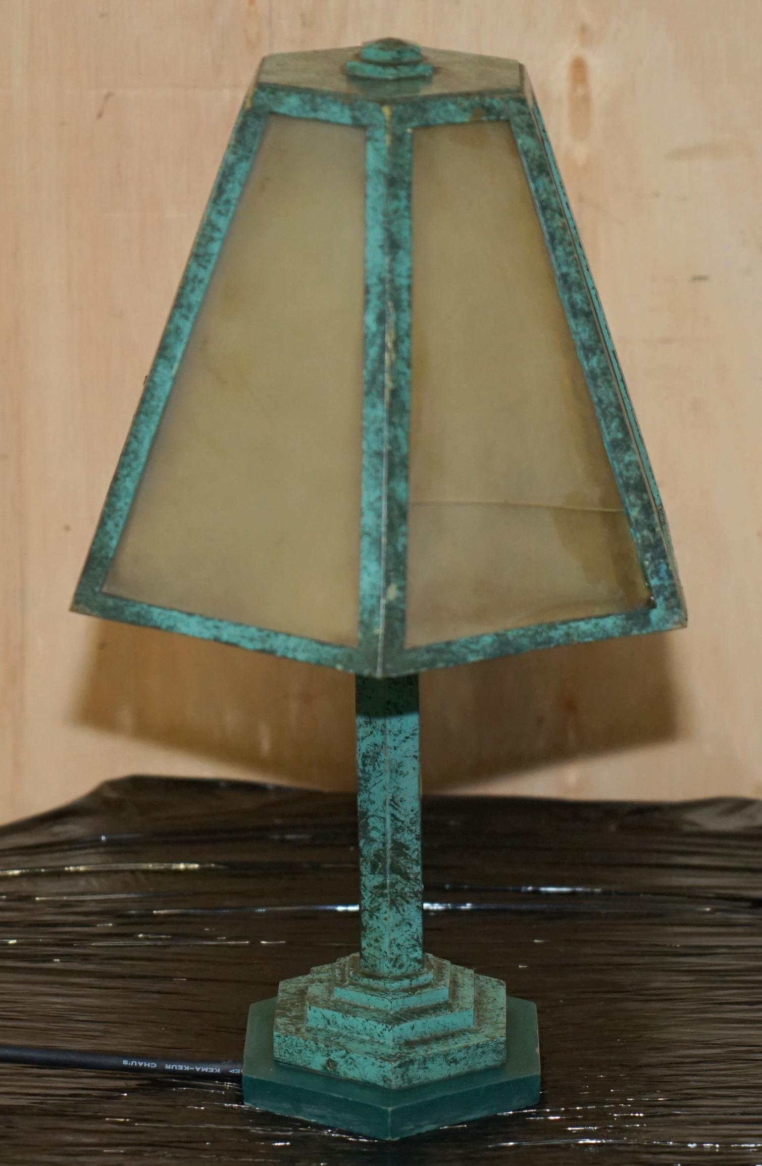 PAIR OF VERDIGRIS PATINATED GREEN ITALIAN TABLE LAMPS CIRCA 1960'S FINE EXAMPLEs 12