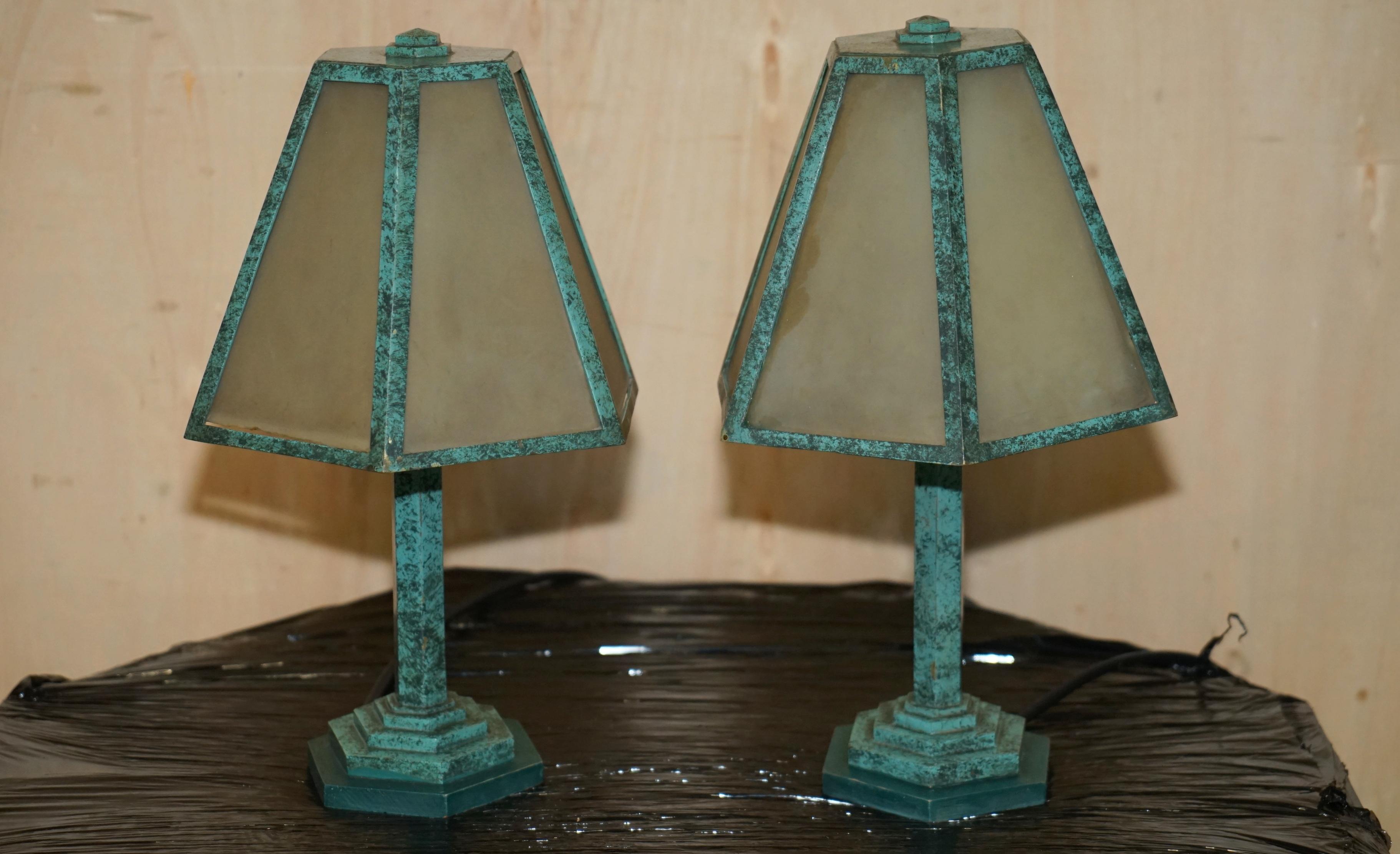 We are delighted to offer for sale this stunning pair of circa 1960's Art Deco Verdigris green table lamps

A very good looking well made and decorative pair of mid century modern Italian table lamps


The lamps have been fully restored to include