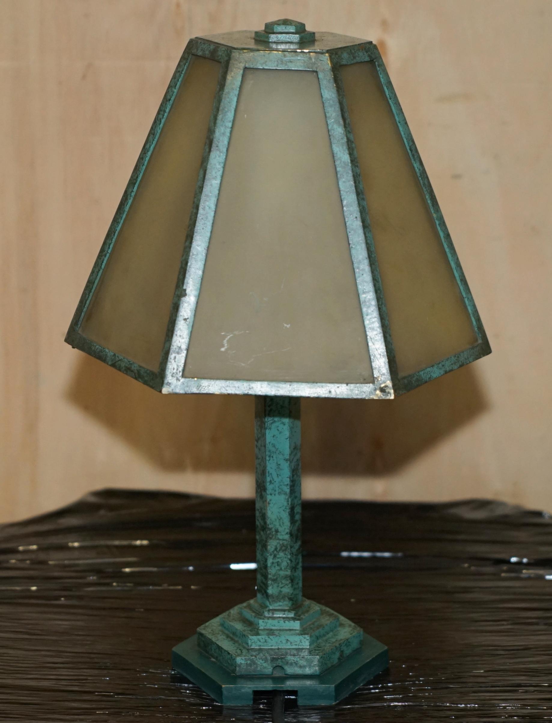 PAIR OF VERDIGRIS PATINATED GREEN ITALIAN TABLE LAMPS CIRCA 1960'S FINE EXAMPLEs 13