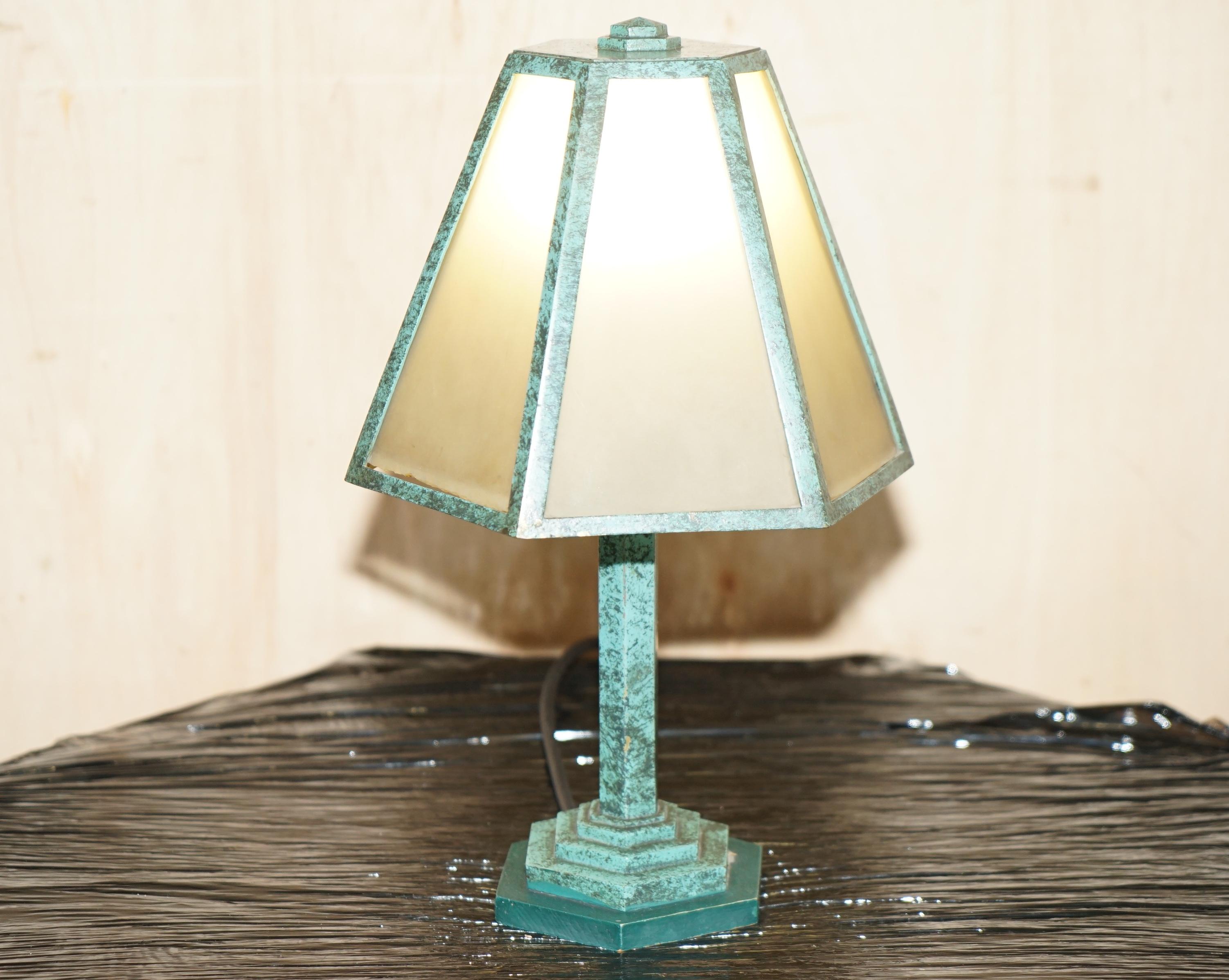 Mid-Century Modern PAIR OF VERDIGRIS PATINATED GREEN ITALIAN TABLE LAMPS CIRCA 1960'S FINE EXAMPLEs