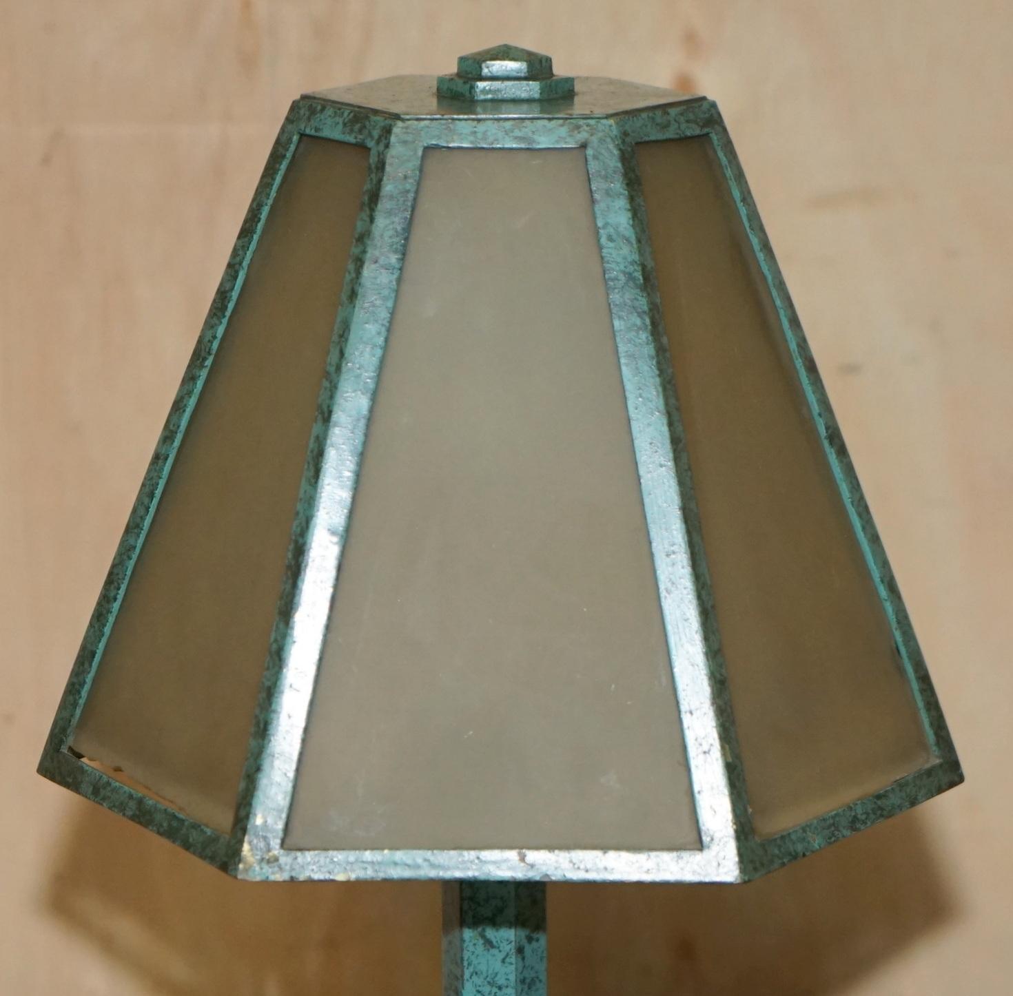 Mid-20th Century PAIR OF VERDIGRIS PATINATED GREEN ITALIAN TABLE LAMPS CIRCA 1960'S FINE EXAMPLEs