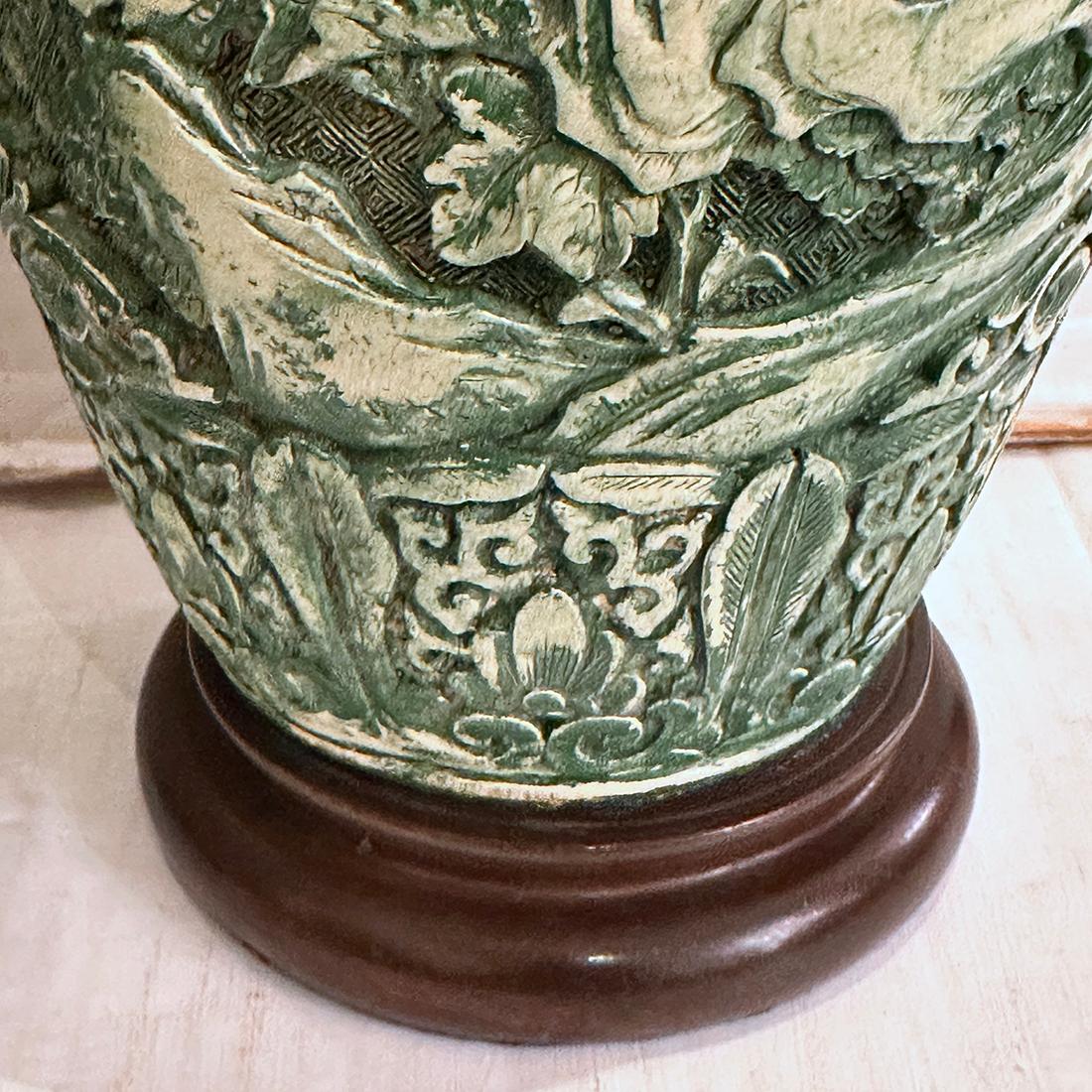 Paire de lampes de table vert-de-gris Bon état - En vente à New York, NY