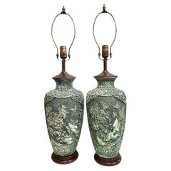Pareja de lámparas de mesa de Verdigris