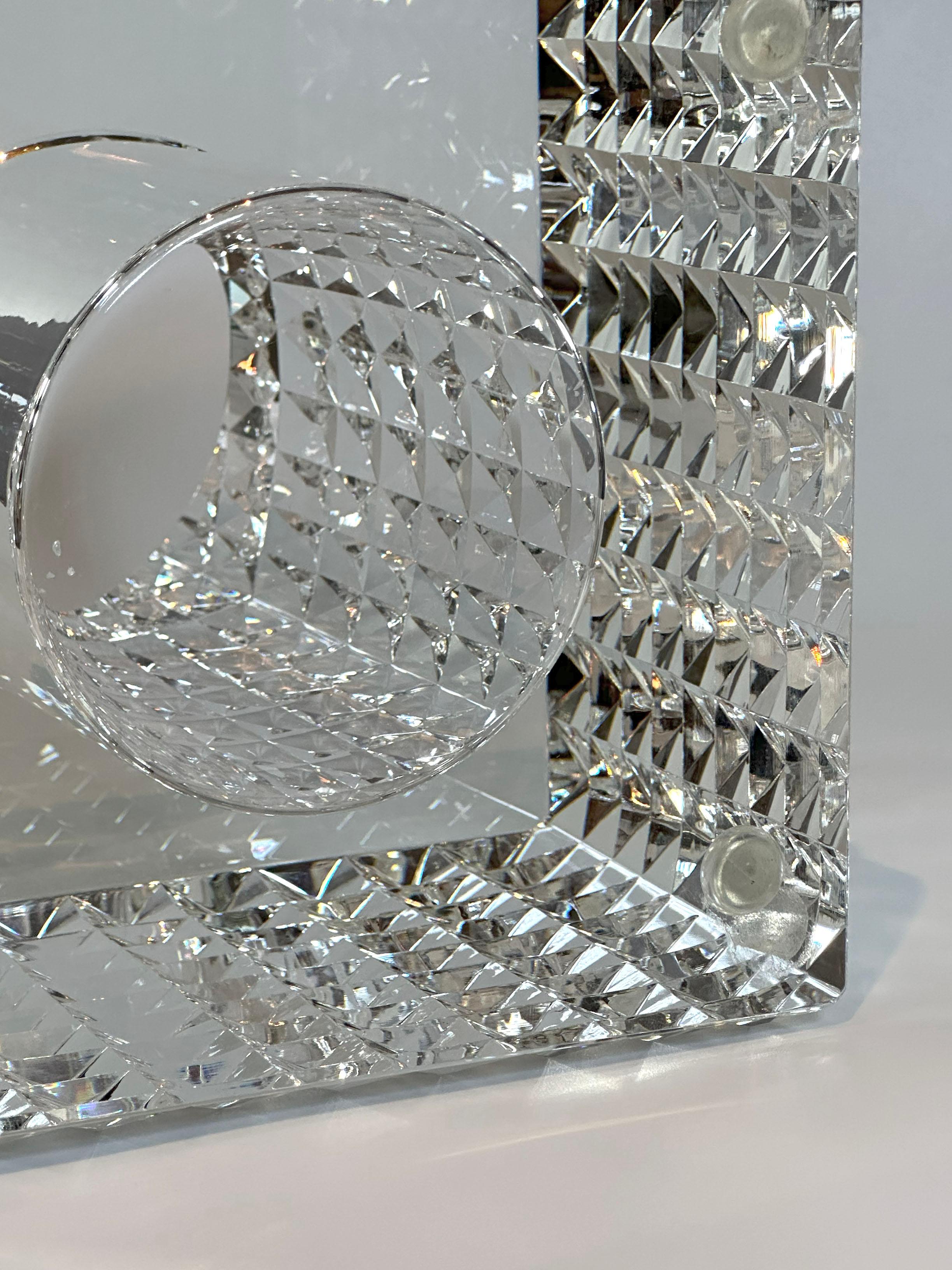 Pair of Veritas Contemporary Faceted Optical Glass Square Vases, Texas, 2016 For Sale 1