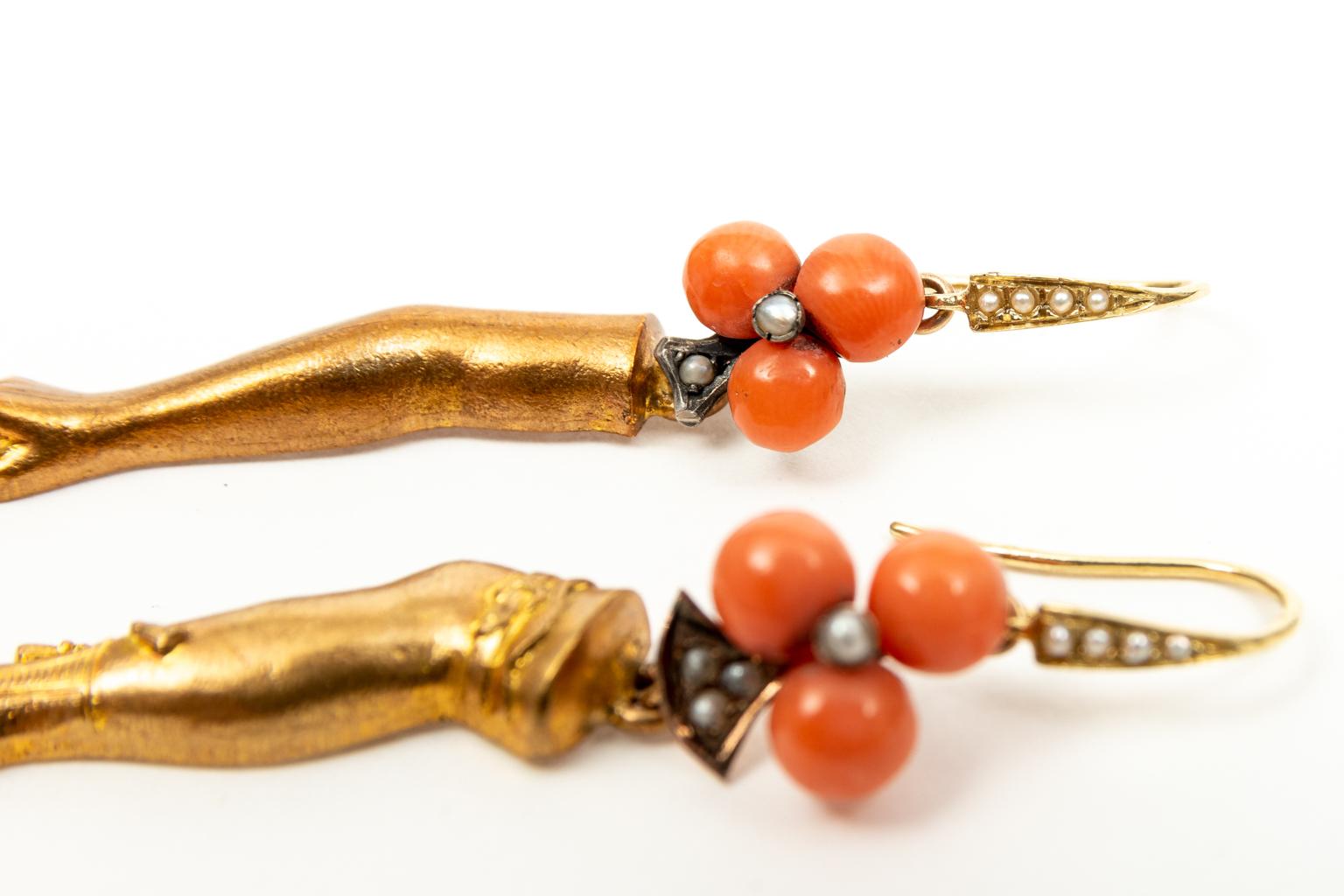 Pair of Vermeil Arm and Leg Earrings Titled 