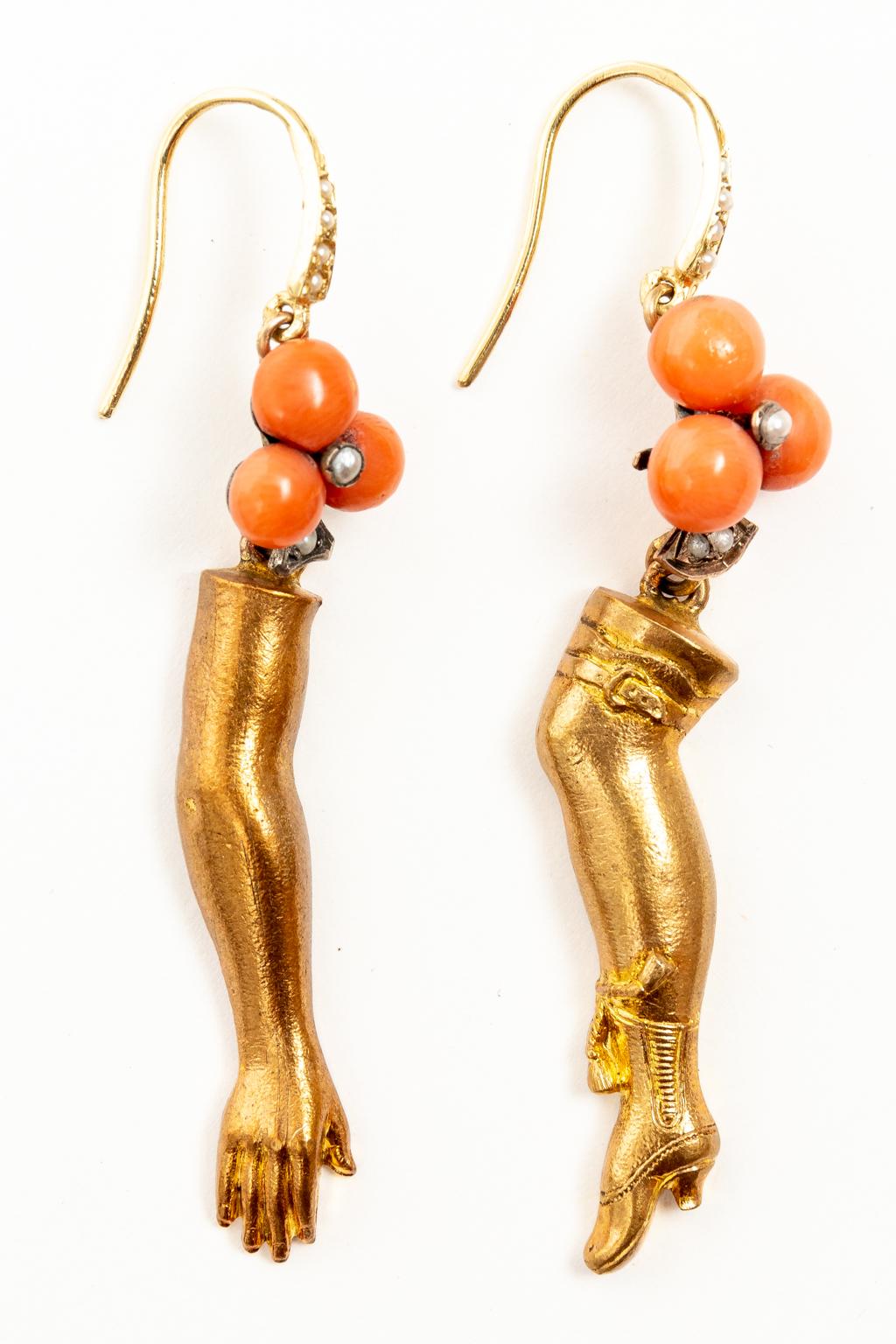 Women's Pair of Vermeil Arm and Leg Earrings Titled 