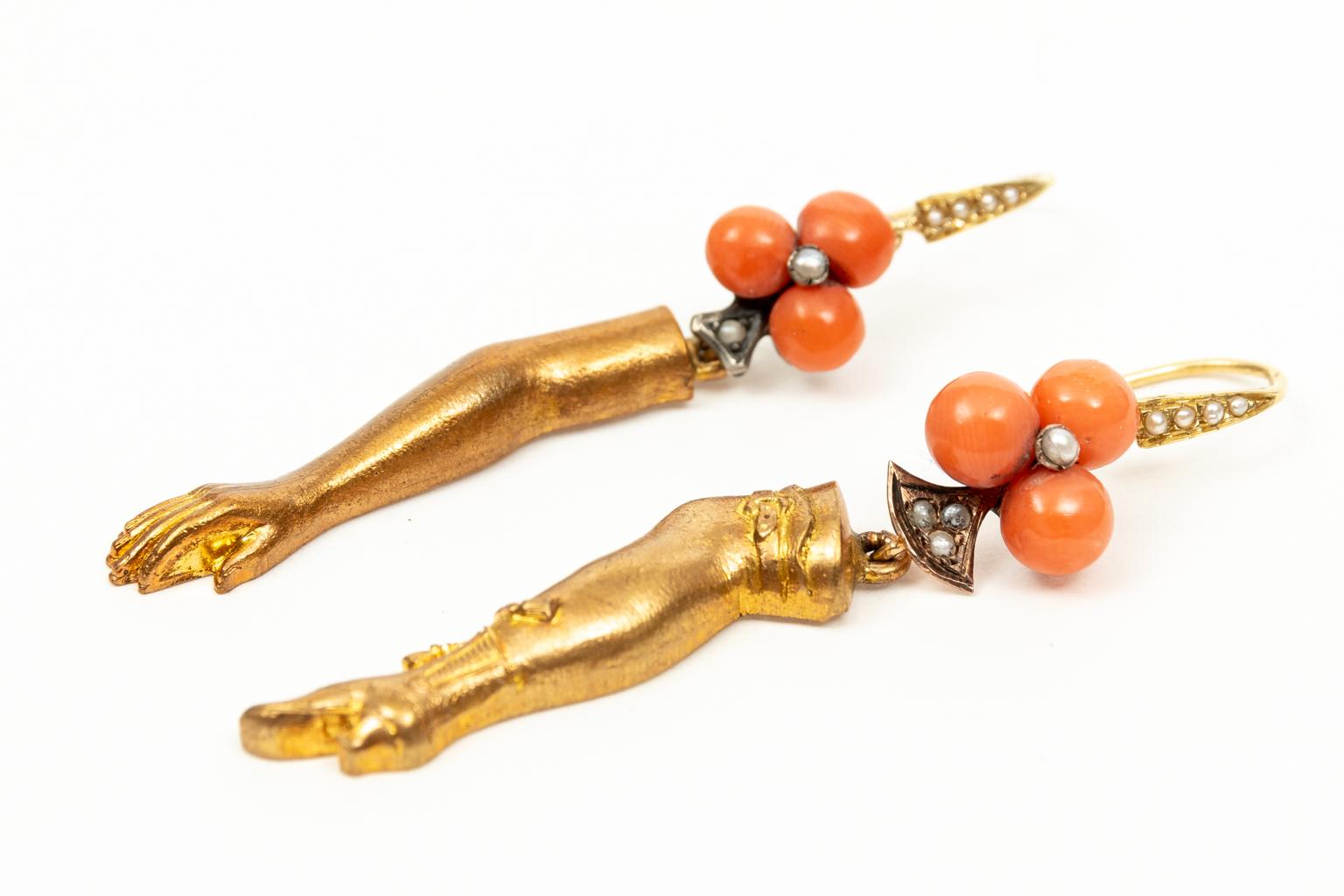 Pair of Vermeil Arm and Leg Earrings Titled 